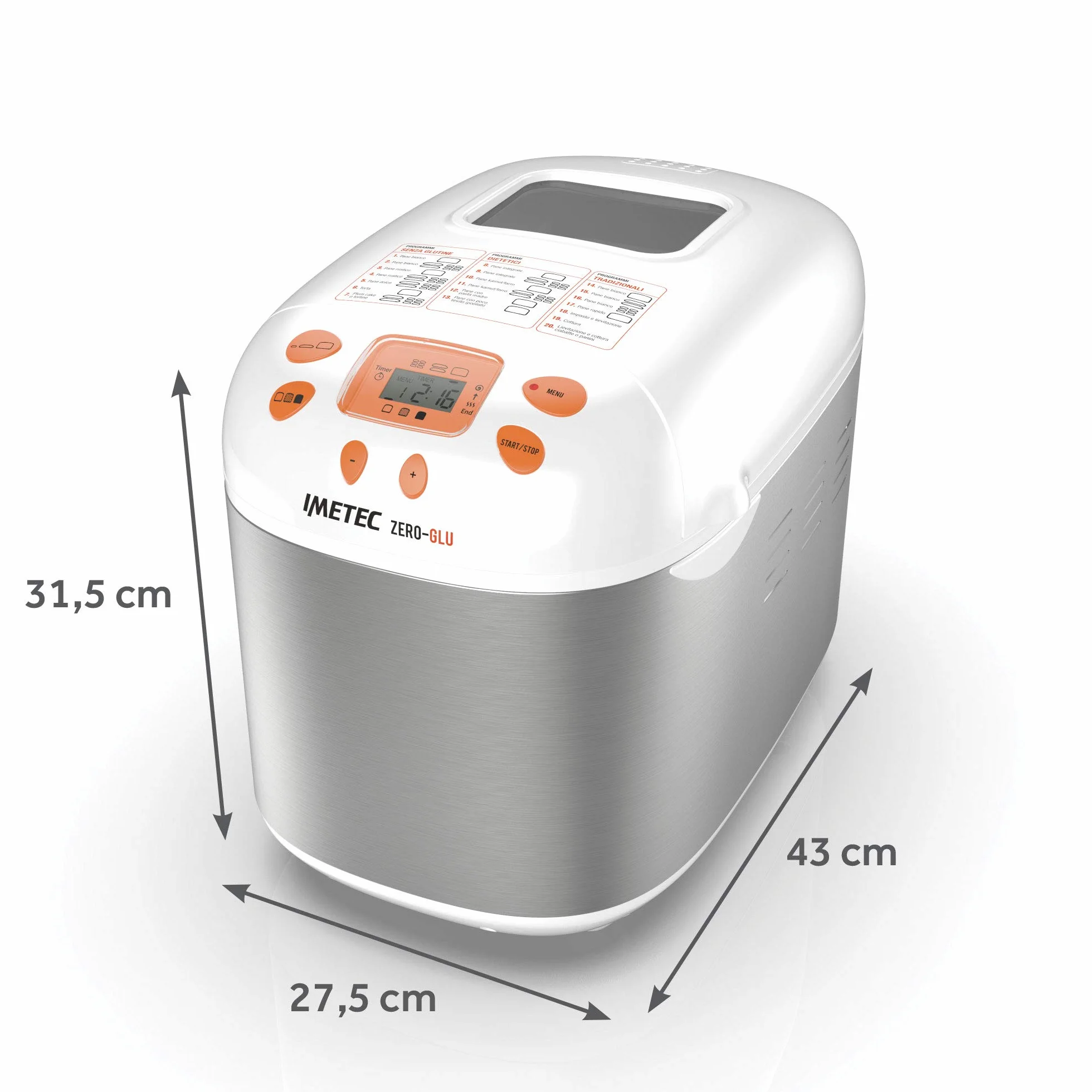 Imetec ZERO-GLU Panificadora, Blanco/Naranja, Estandar