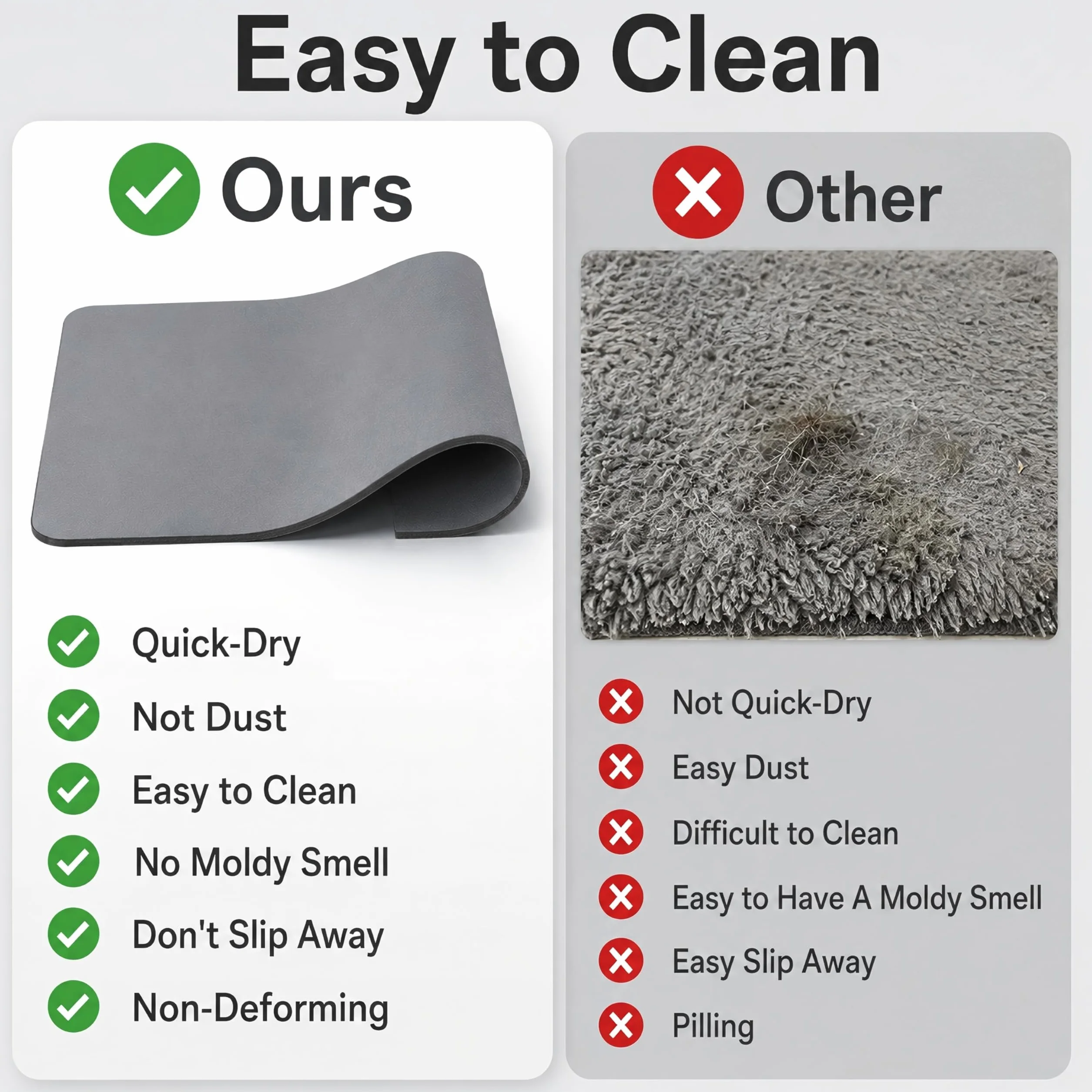 Alfombra Diatomita Baño 40×60 Antideslizante Absorbente Piedra Gris Oscuro
