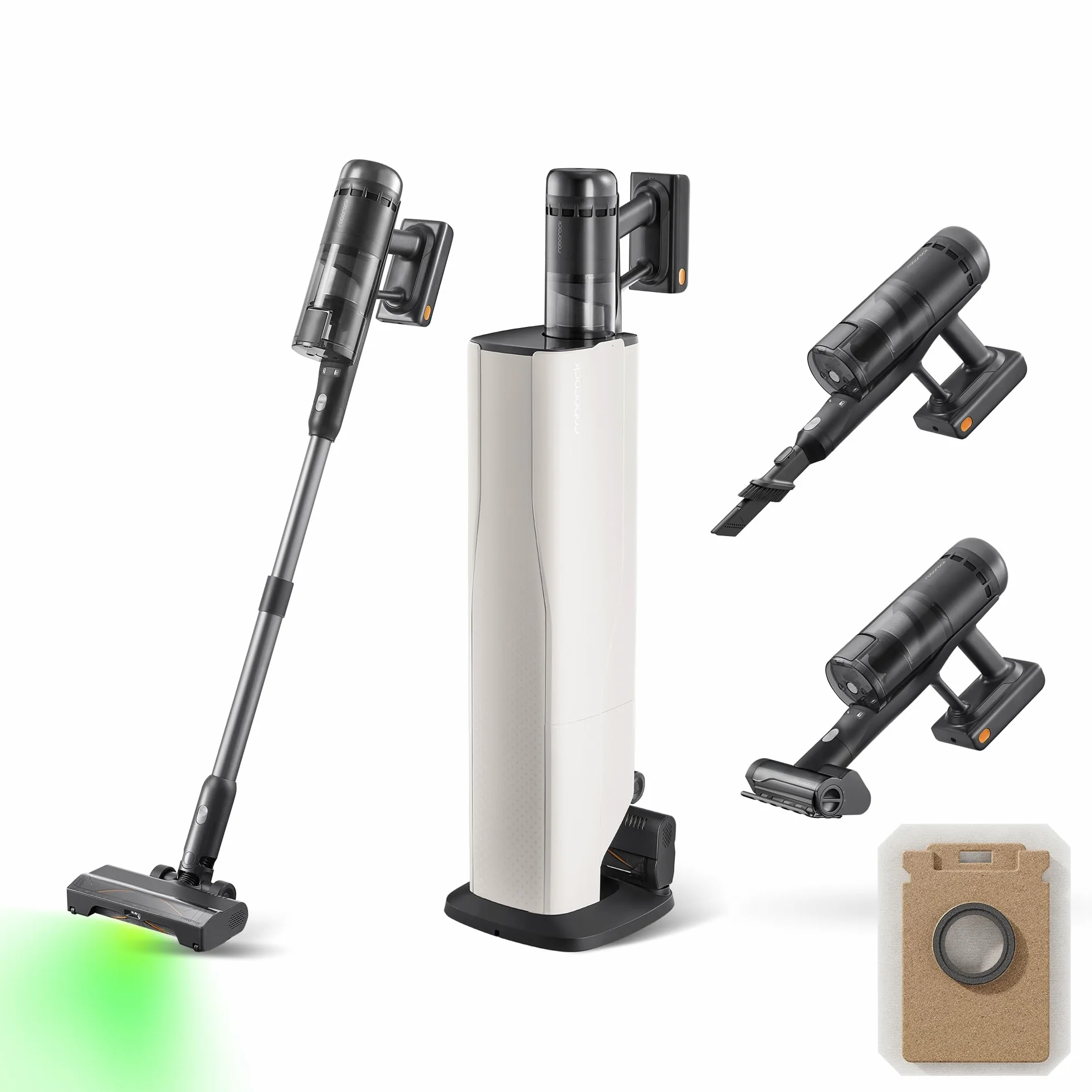roborock H60 Hub Ultra Aspiradora sin Cable con Base de Vaciado Automático, 210 AW Potente Succión, Autonomía 90 min, Cepillo Anti-enredos Multisuperficie, Luz LED 140°, para Pelos de Mascotas y Polvo