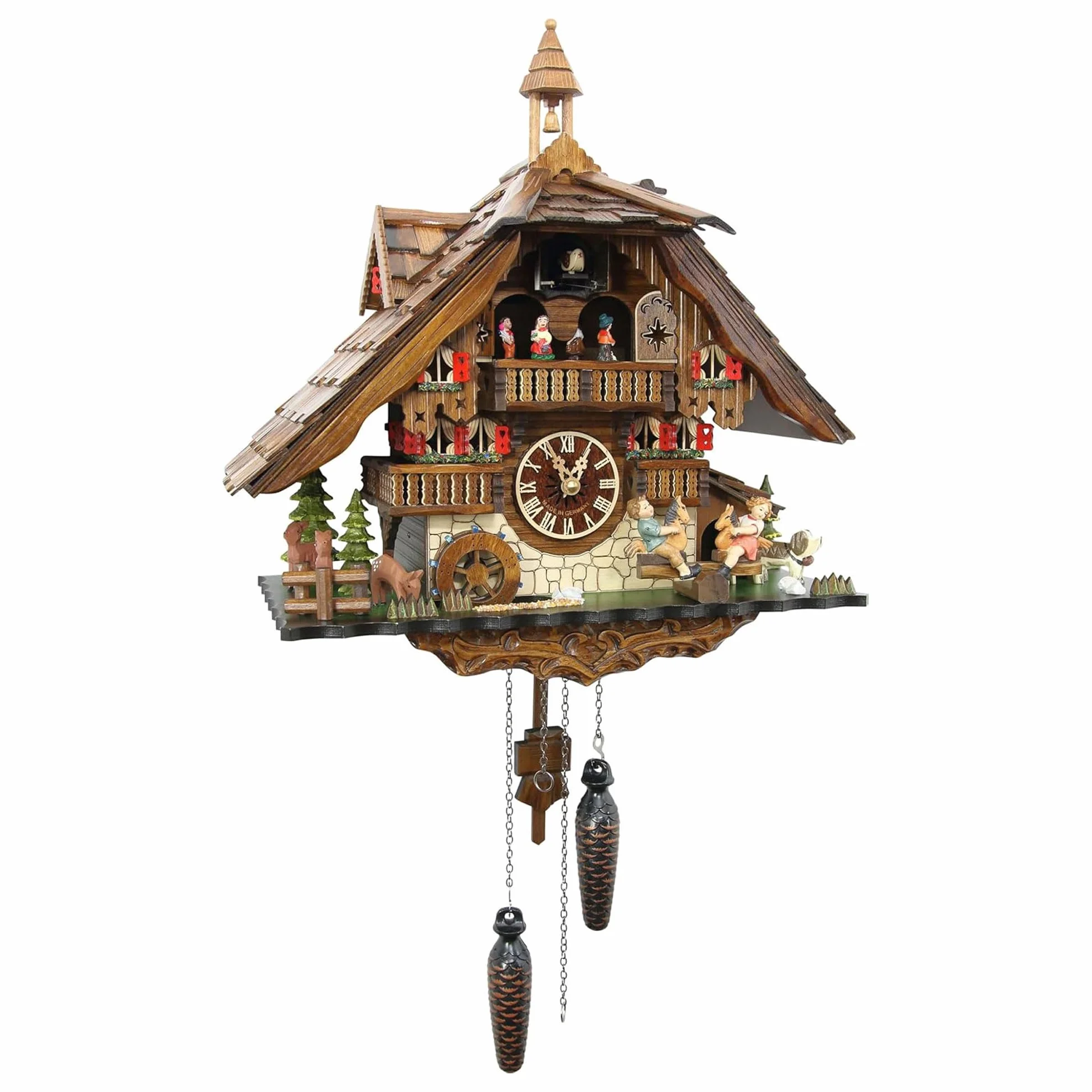 Cuckoo-Palace Reloj de Cuco alemán de la Selva Negra con Movimiento de Cuarzo 42cm de Altura