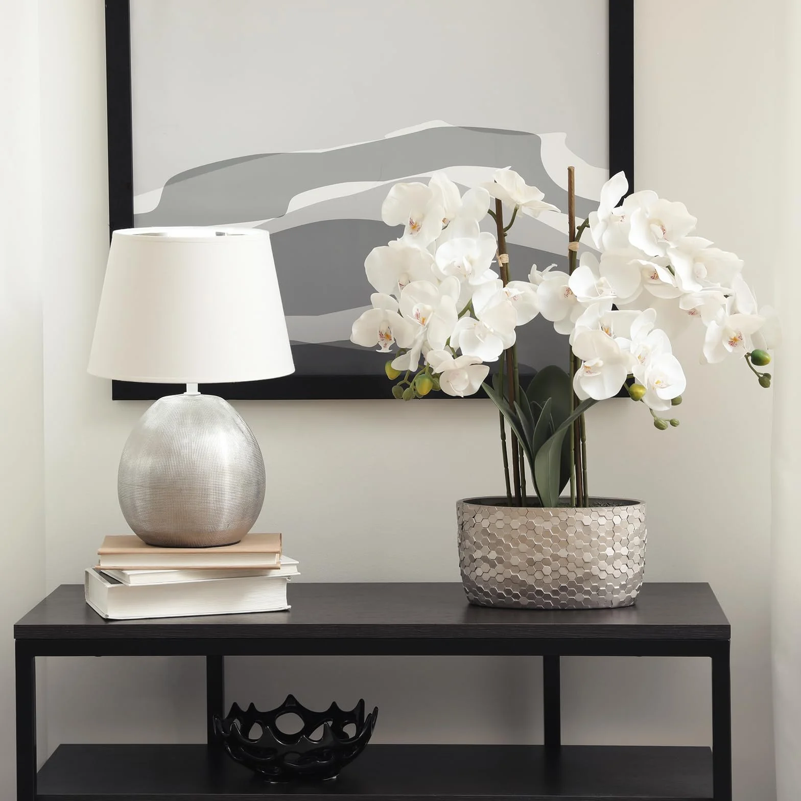 PATIKIL Tallos De Orquídea Artificial 41", Paquete De 6 con 9 Cabezas Flores Falsas Phalaenopsis con Tacto Real Rama De Orquídea Falsa para Jarrón Decoración De Hogar Y Bodas, Blanco