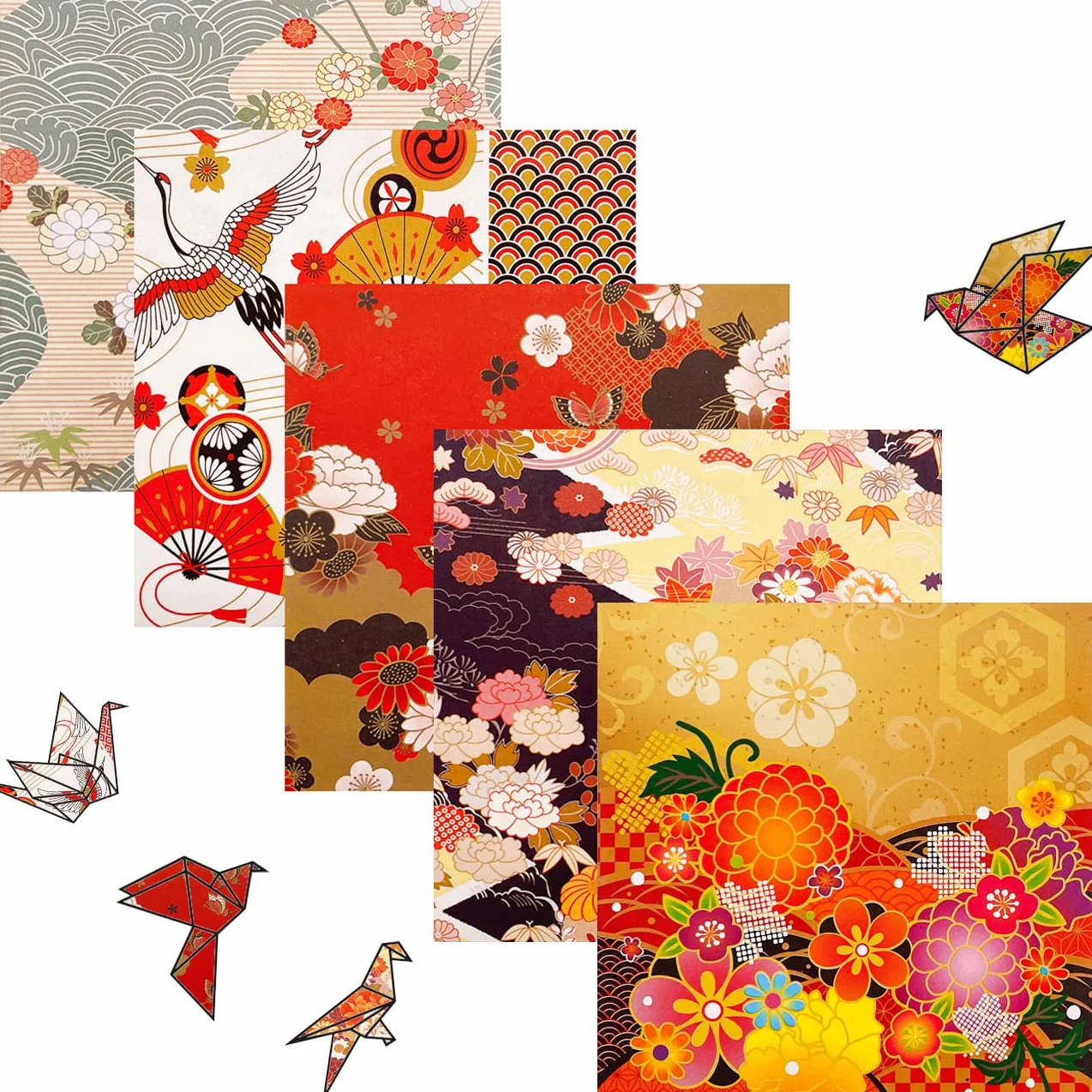 Papel origami japonés 15x15cm doble cara 50 hojas 10 diseños