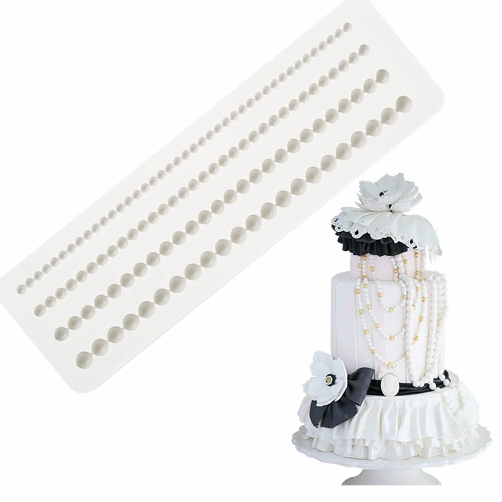 Cuentas perlas molde de silicona Fondant decoración molde cadena de perlas decoración de pasteles Sugarcraft herramienta de decoración