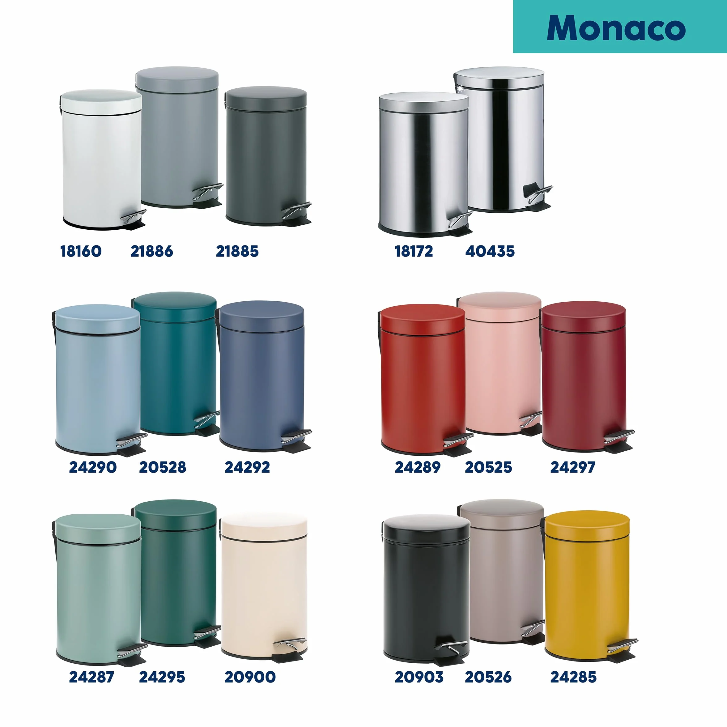 MONACO kela Cubo de basura acero inoxidable 3L mate con pedal