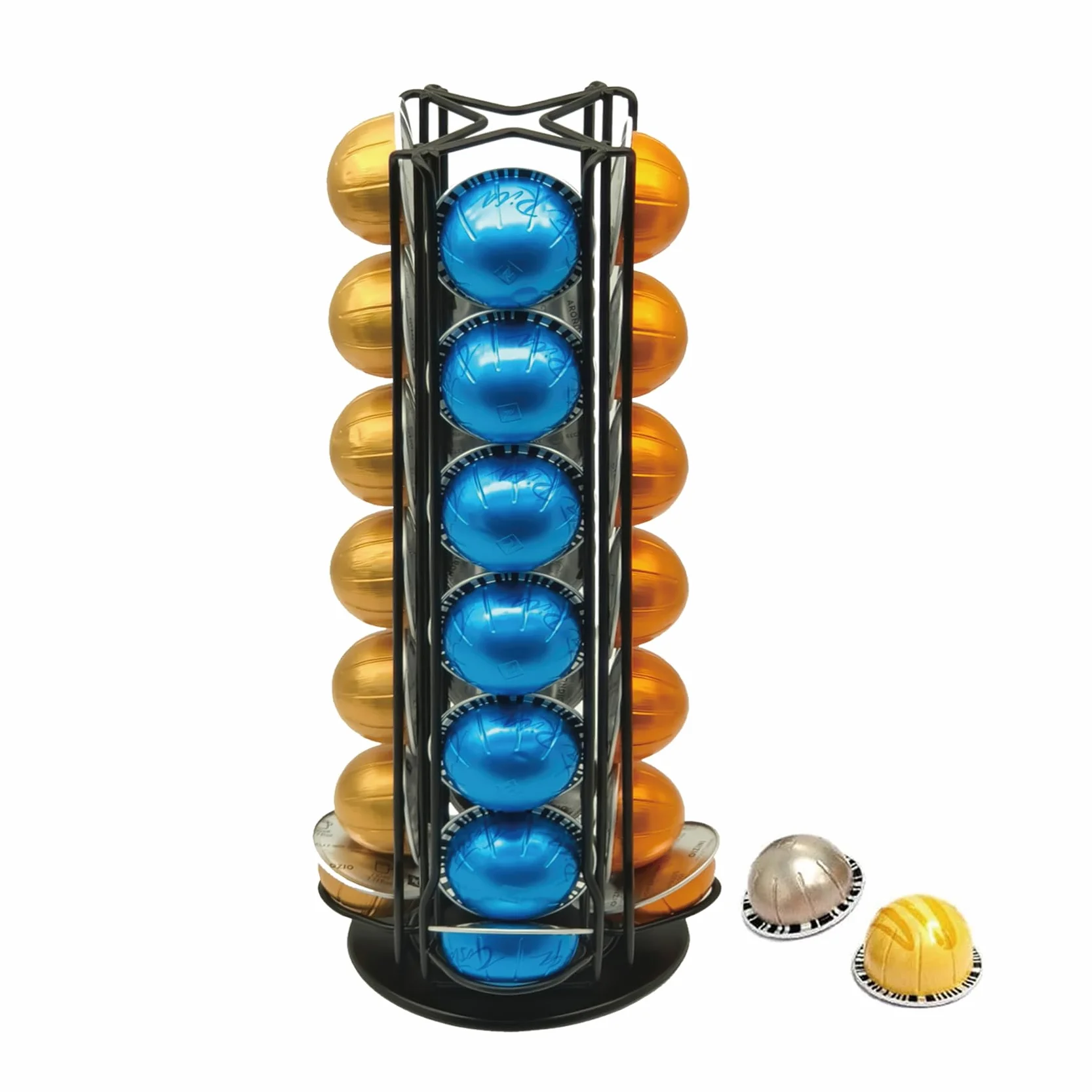 Soporte giratorio para cápsulas de café Nespresso Vertuo, 28 piezas, Negro
