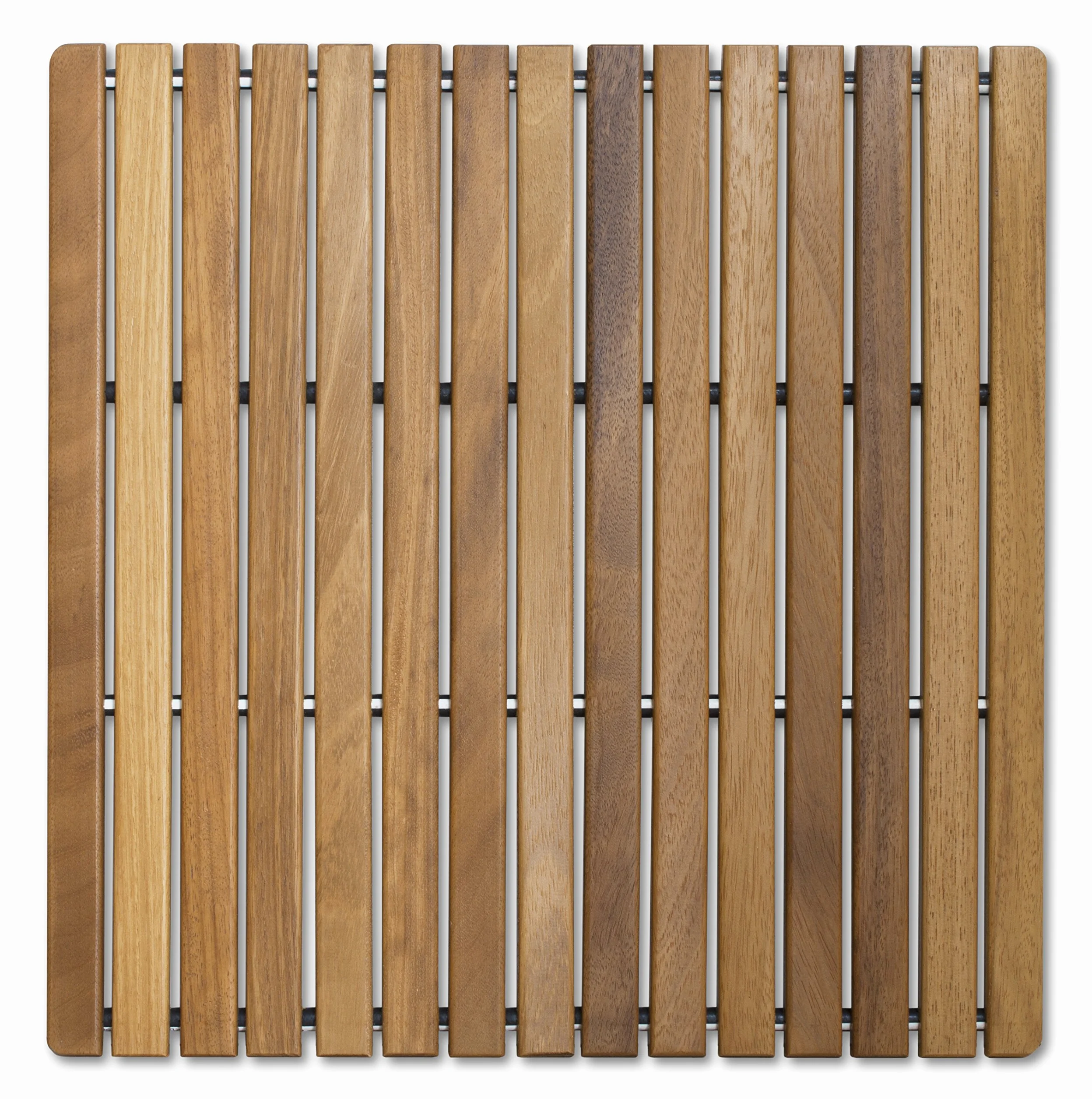 Tarima/Alfombra Flexible para Ducha y baño, en Madera de Teca (60 x 60 cm)