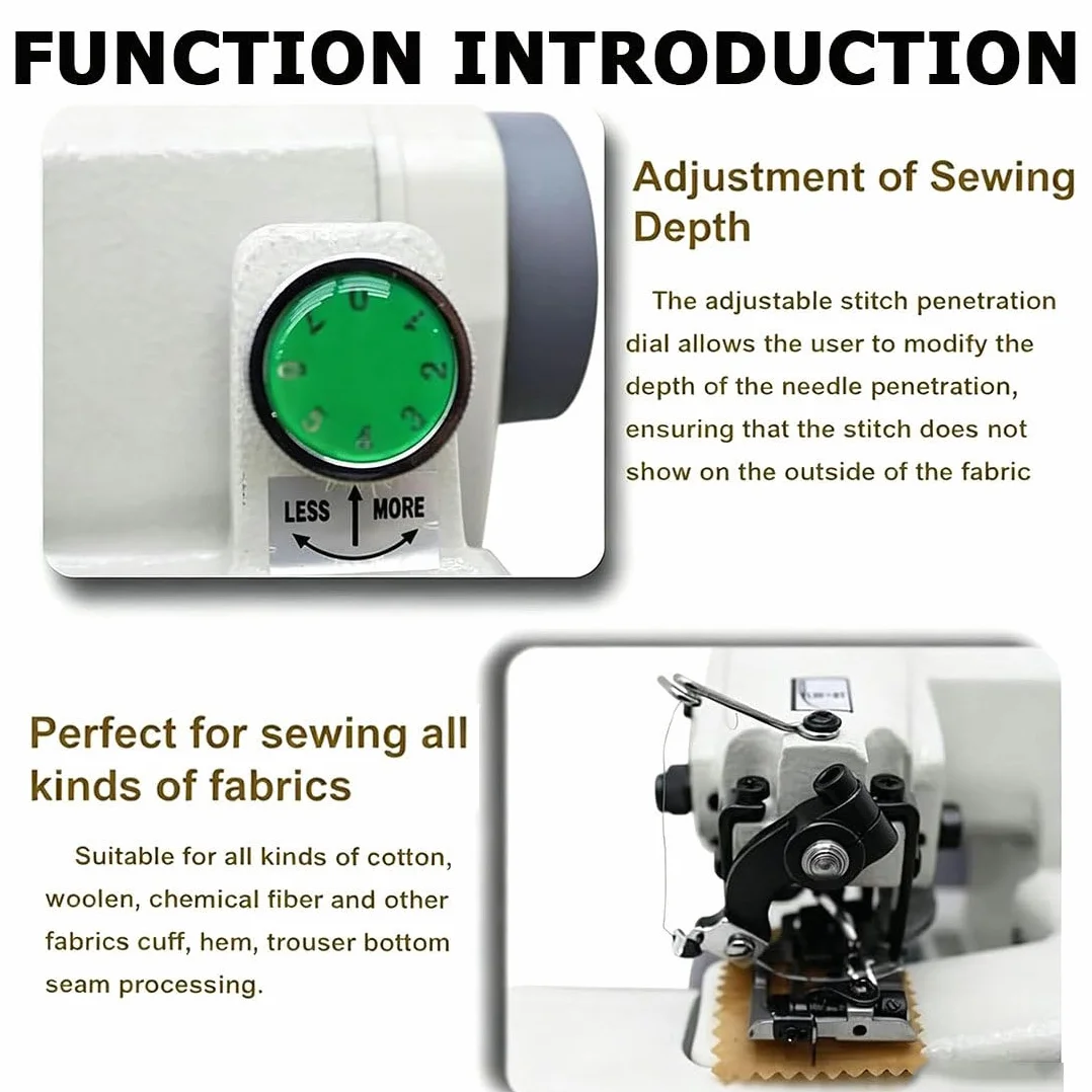 Máquina de coser de punto ciego, máquina de dobladillo portátil, 1200 SPM, relación de puntada ajustable 1:1 a 2:1, ideal para costuras invisibles y acabado profesional