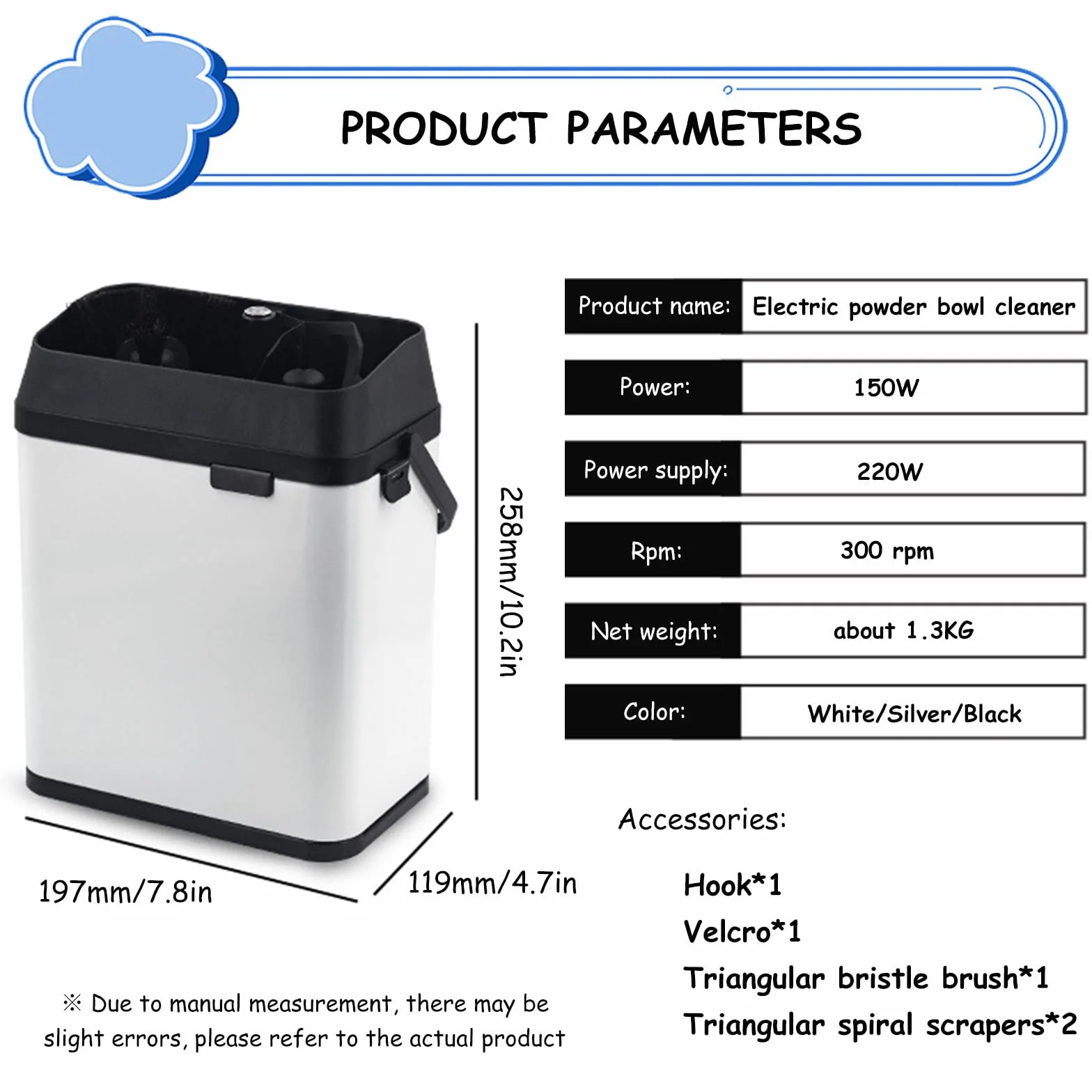 Limpiador De Portafiltros De Café, Máquina de Limpieza de Portafiltros de 150 W y 58 MM, Incluye 2 Raspadores & 1 Cepillar, Electric Coffee Fil TER Holder Cleaning Machine White