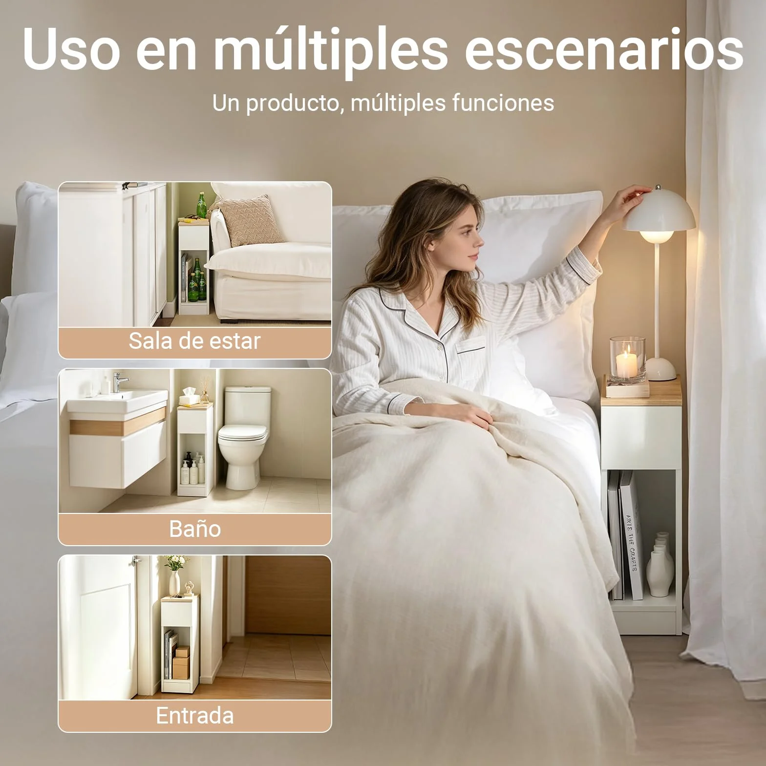 SoBuy Mesita de Noche Estrecha 20 cm con cajón Mesa de Noche ahorradora de Espacio & mesilla de Noche para Espacios pequeños Dormitorio salón Blanco 20x35x60 cm FBT111-WN