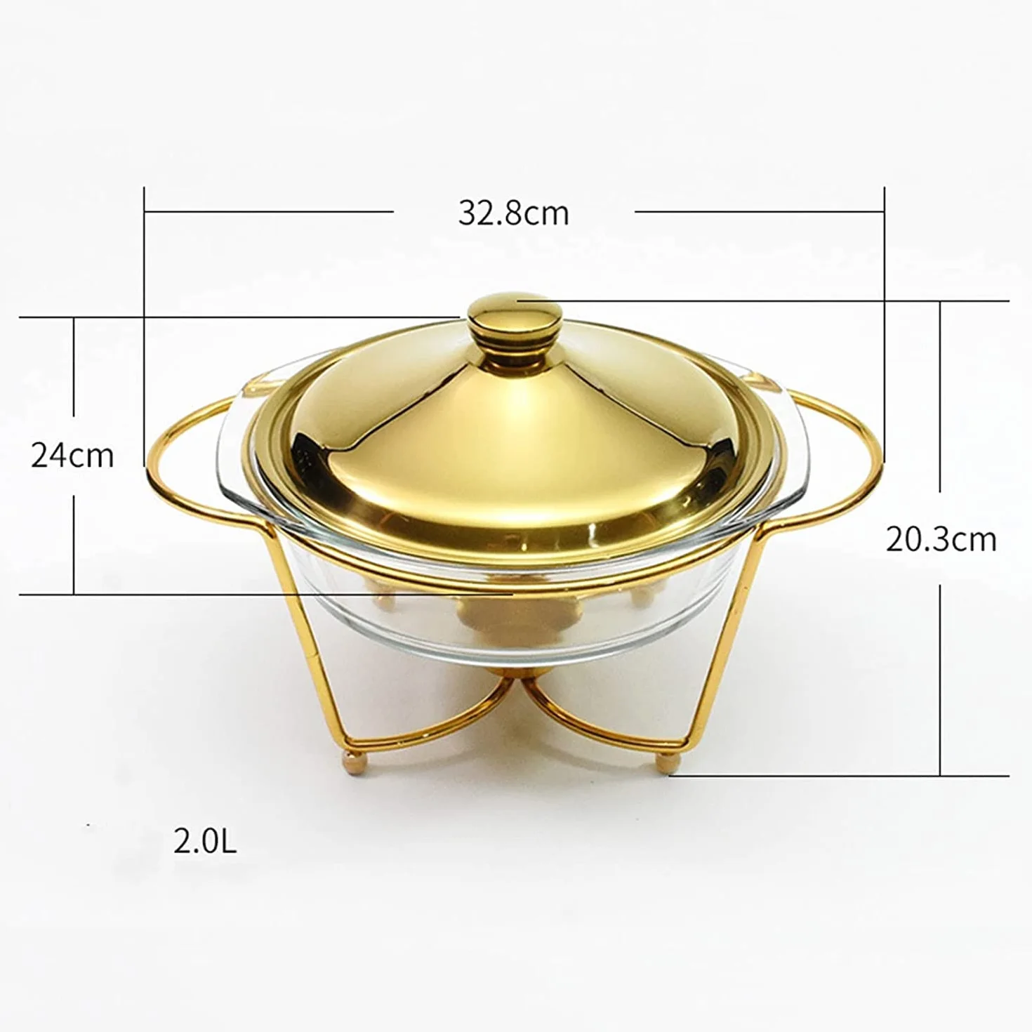 Platos redondos de 2 L con tapa de cristal, perfectos para bufés, fiestas y eventos, vajilla elegante y práctica