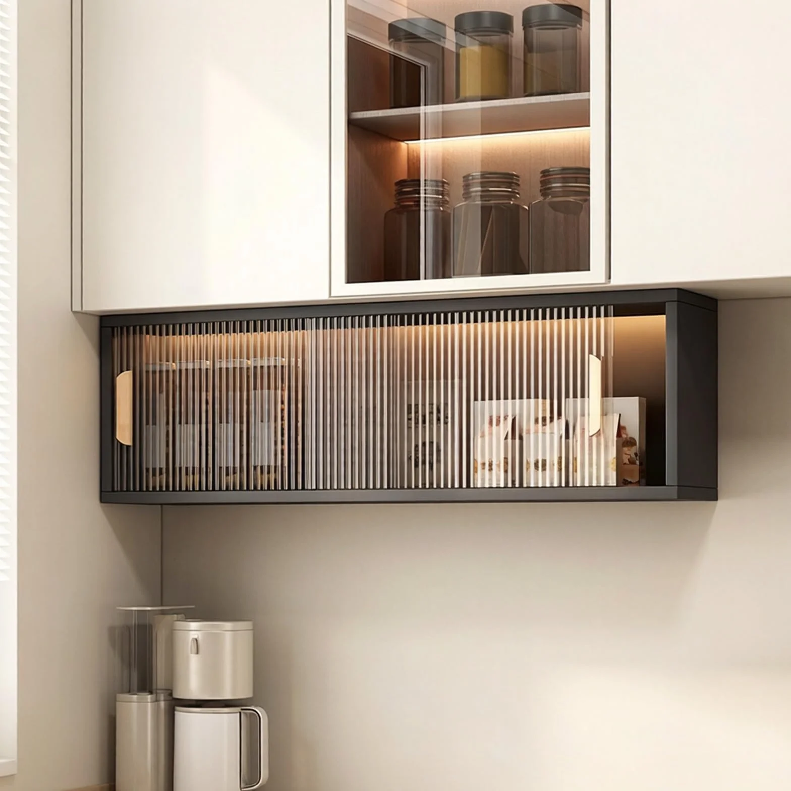 Armario de Baño Pared con Puerta de Acrílico, Mueble Auxiliar de Aluminio Nido de Abeja para Cocina y Baño, Estante de Almacenamiento Suspendido(Black,90 * 22 * 30CM/35.4 * 8.7 * 11.8IN)