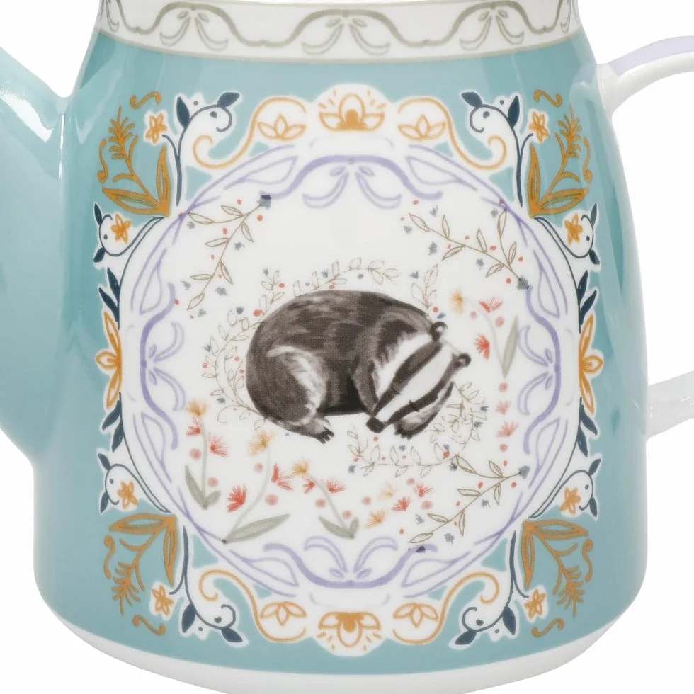 London Pottery Tetera clásica de cerámica con forma de campana, 1 litro, capullo de tejón, infusor de té de acero inoxidable, tetera estilo inglés para té de la tarde