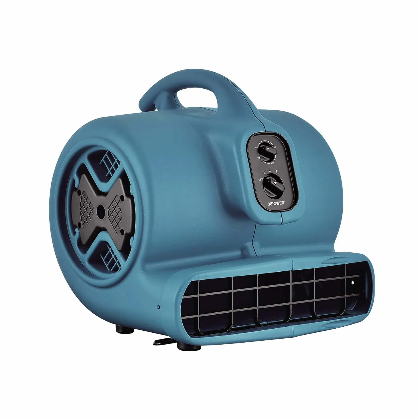 XPower Módulo centrífugo de aire, secadora de alfombras, ventilador de suelo, soplador, apilable, cadena de margaritas, para restauración de daños por agua, limpieza, fontanería, uso doméstico (azul