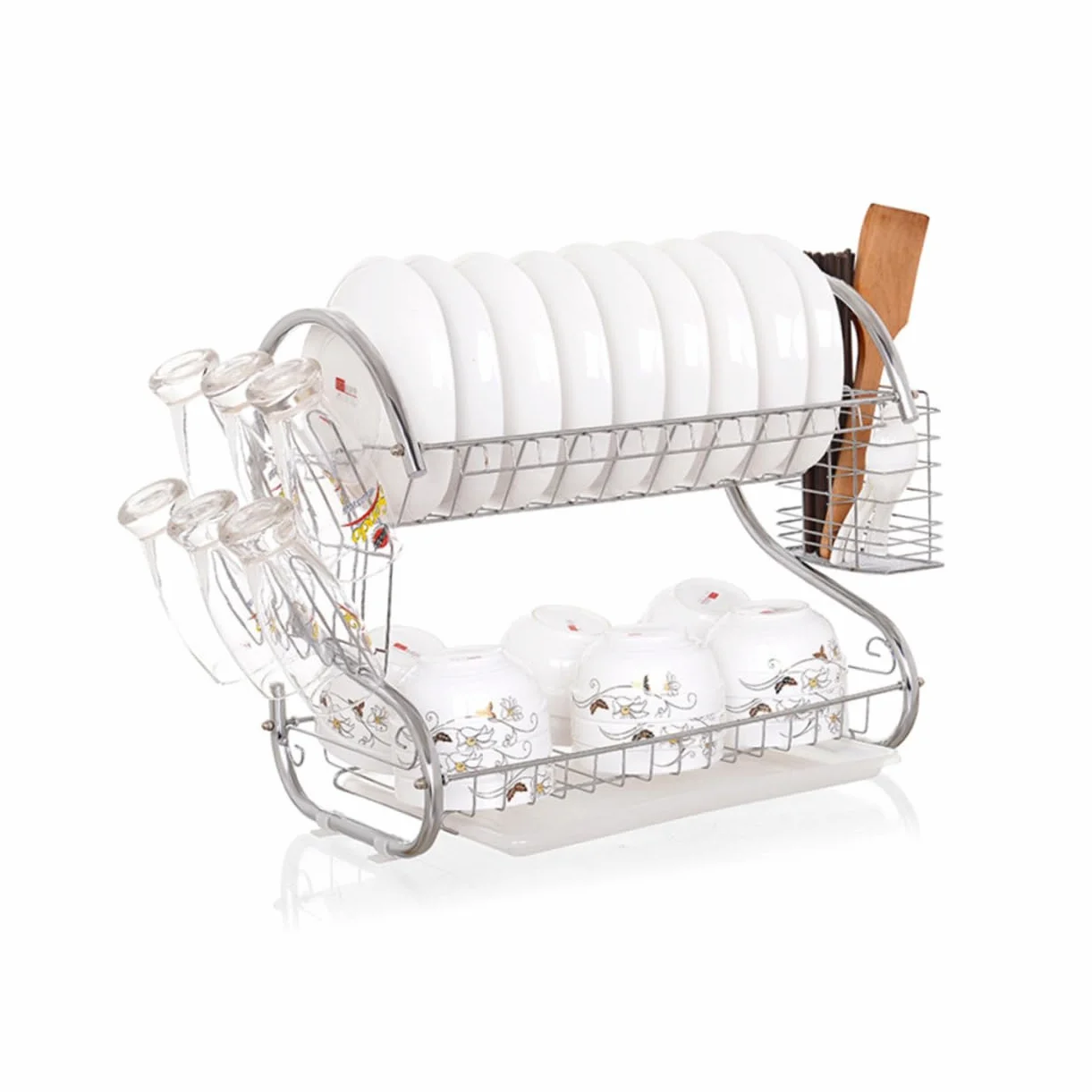Alipis Escurridor Platos Rejilla Para Secar Diseño Compacto Bandeja Plástico Acero Inoxidable