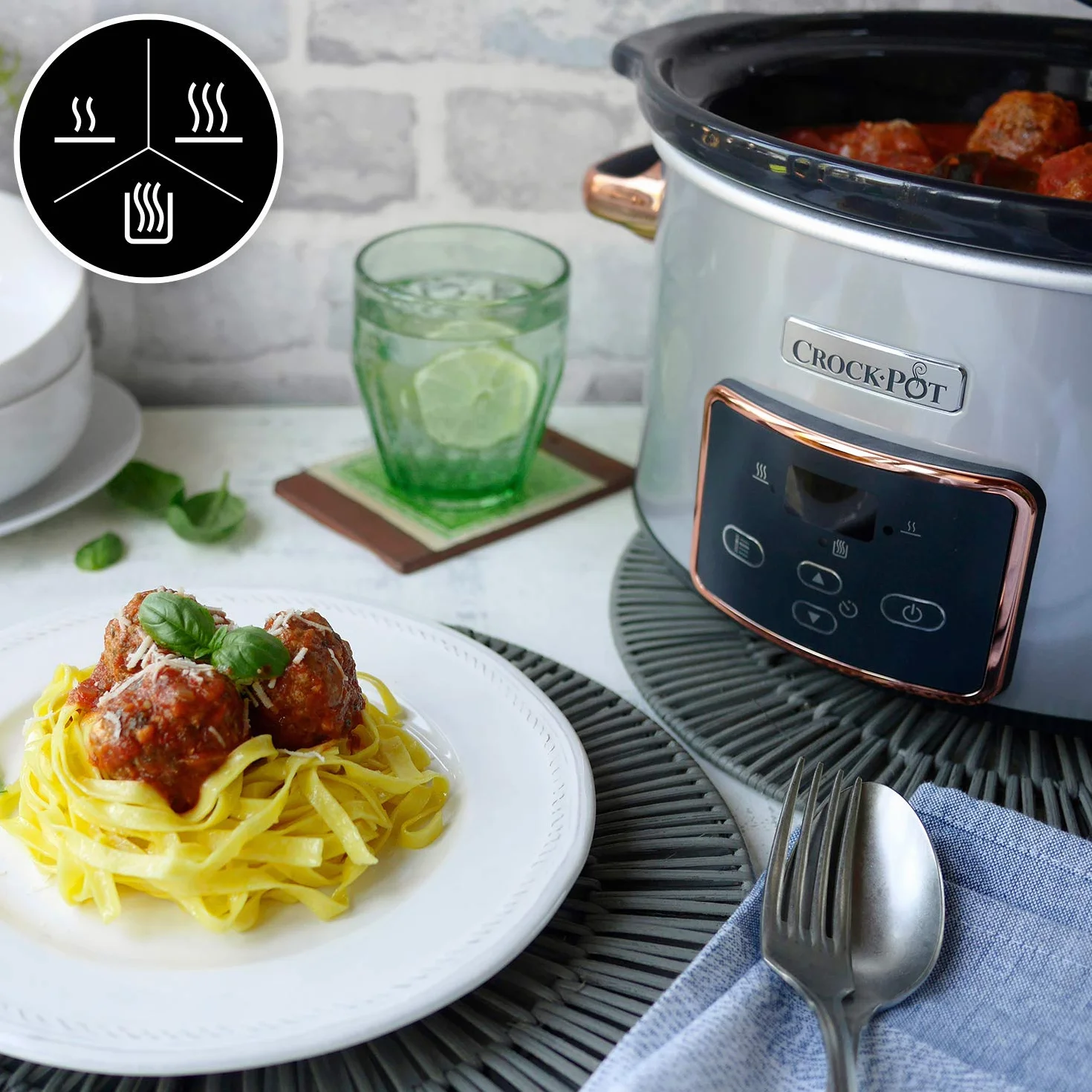 Crock-Pot olla de cocción lenta digital 3,5 litros con tapa bisagras tiempo ajustable plata oro rosa