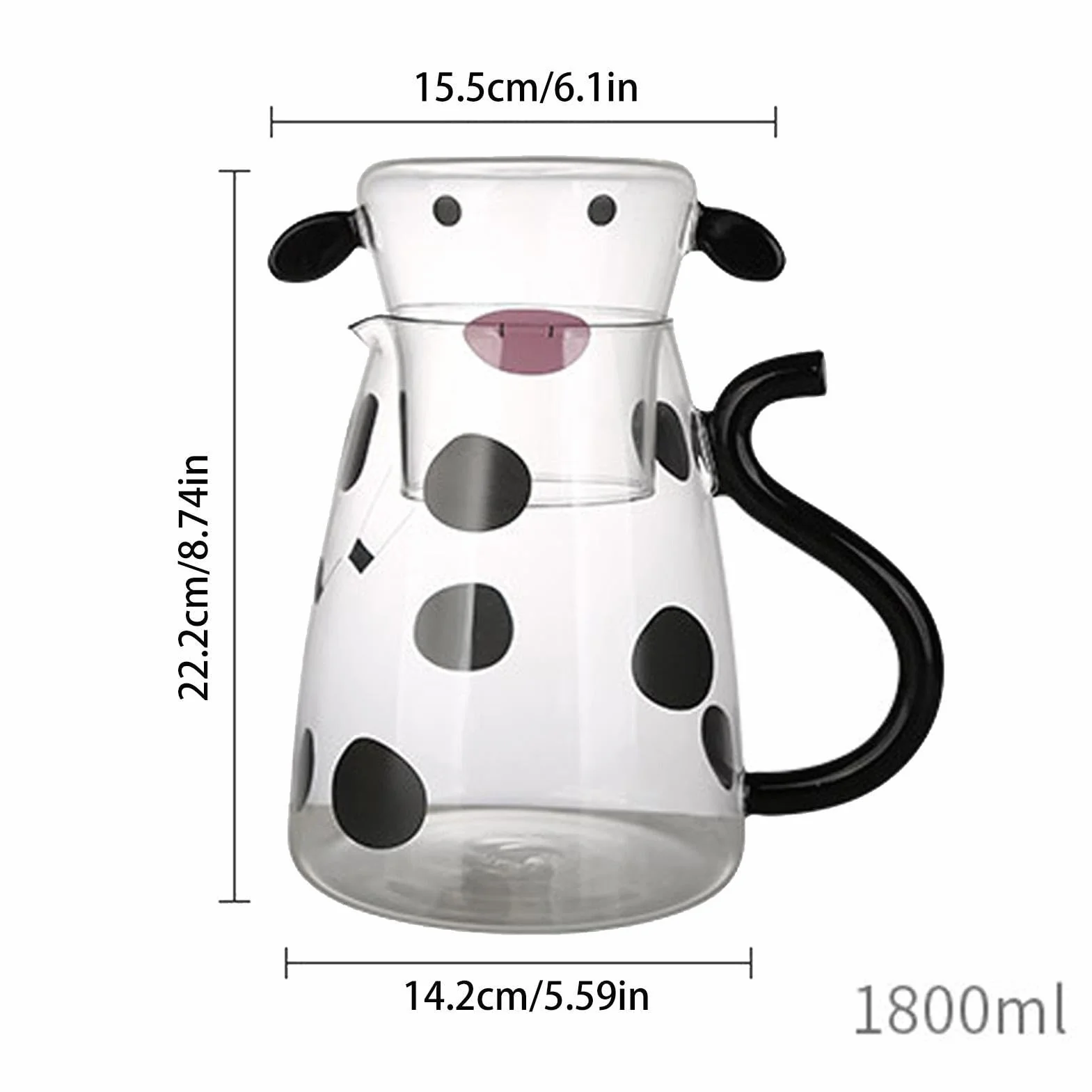 Jarra De Agua De Vidrio De - Jarra De Jarra | Vidrio Transparente De | Botella De Leche Transparente De 1 L (1) Con Bebida Surtida, Servidor De Bebidas Decorativo Para Presentación De Mesa |