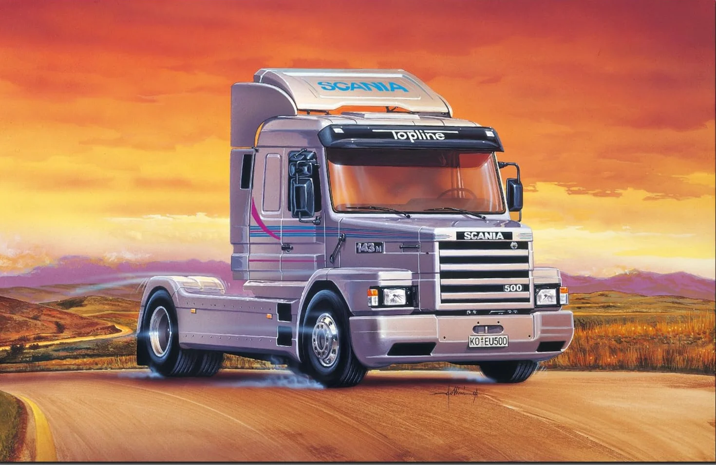 Italeri 0736 1:24 Scania T143 M500 Top Line – Maqueta de construcción, kit de construcción, construcción de modelos, manualidades, aficiones, pegar, juego de plástico detallado, multicolor, color