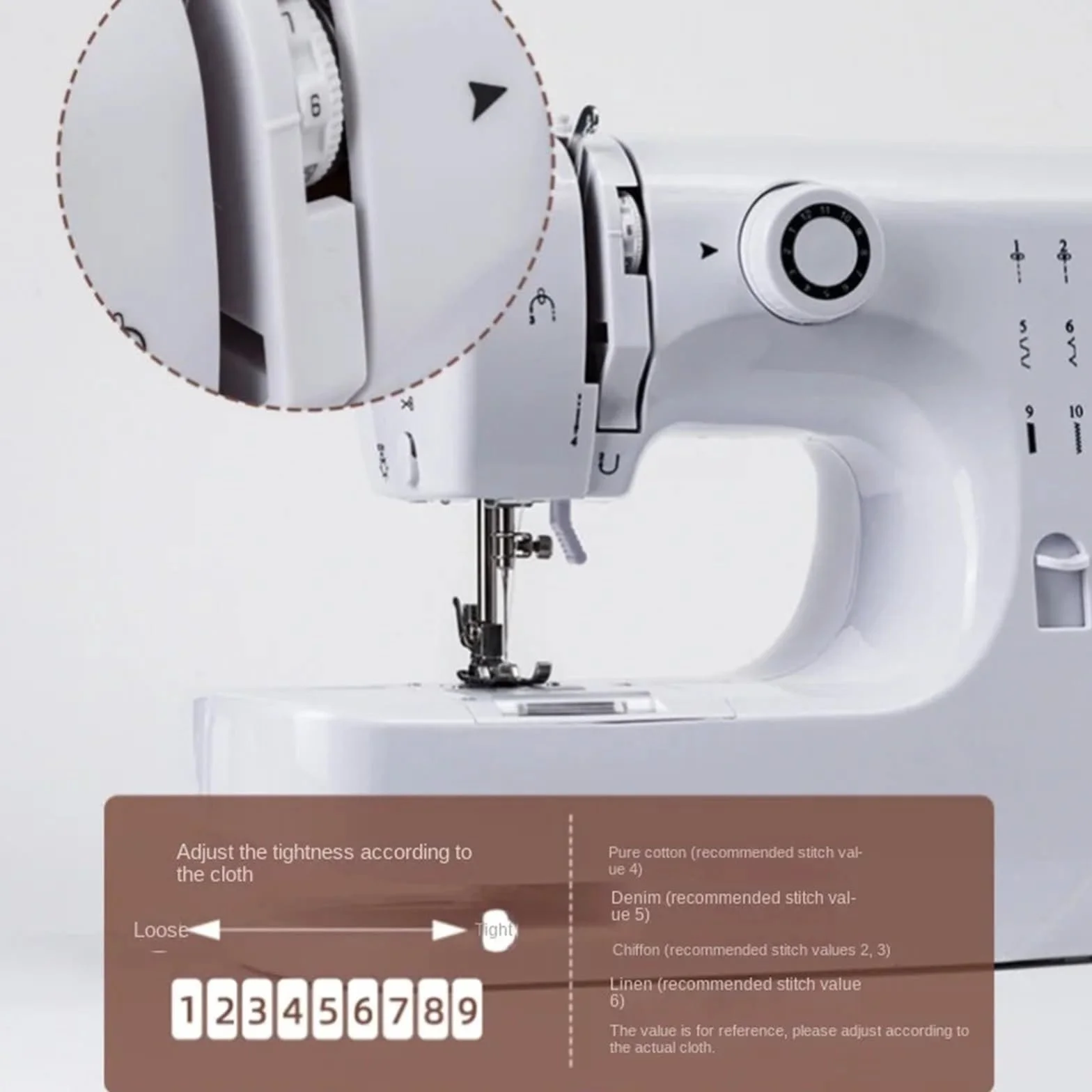 Máquina de Coser, Máquina de coser eléctrica de doble hilo con longitud de puntada ajustable y pedal: puede coser telas gruesas como mezclilla y cuero