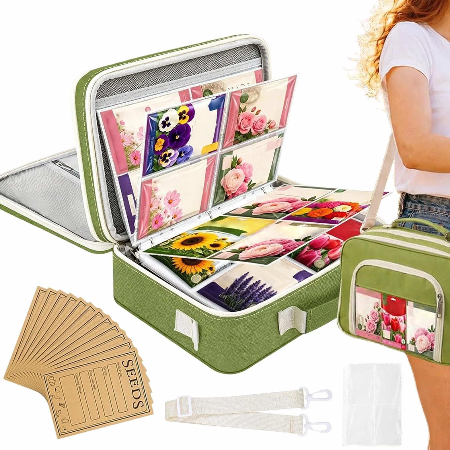 Organizador De Carpeta Para Almacenar Plantas Antihumedad, 3 Anillas, Gran | Bolsa Protectora De Plántulas, 30 Hojas, Tipo Carpeta Para Aficionados Mayores Profesionales Preparación Siem
