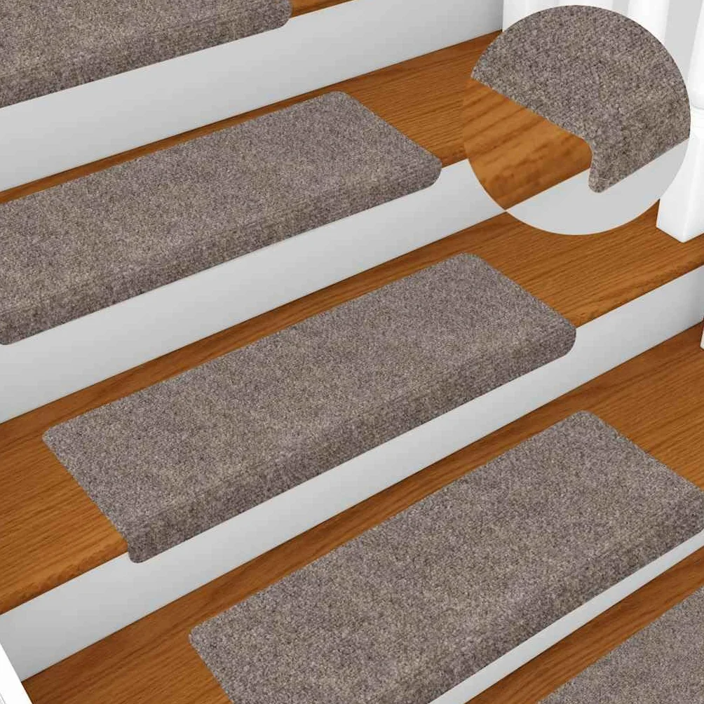Alfombrillas autoadhesivas para escalones, 30 unidades, color beige, 65 x 21 x 4 cm, borde rectangular, antideslizantes, con aislamiento acústico de pisadas y pisadas, para escaleras de madera