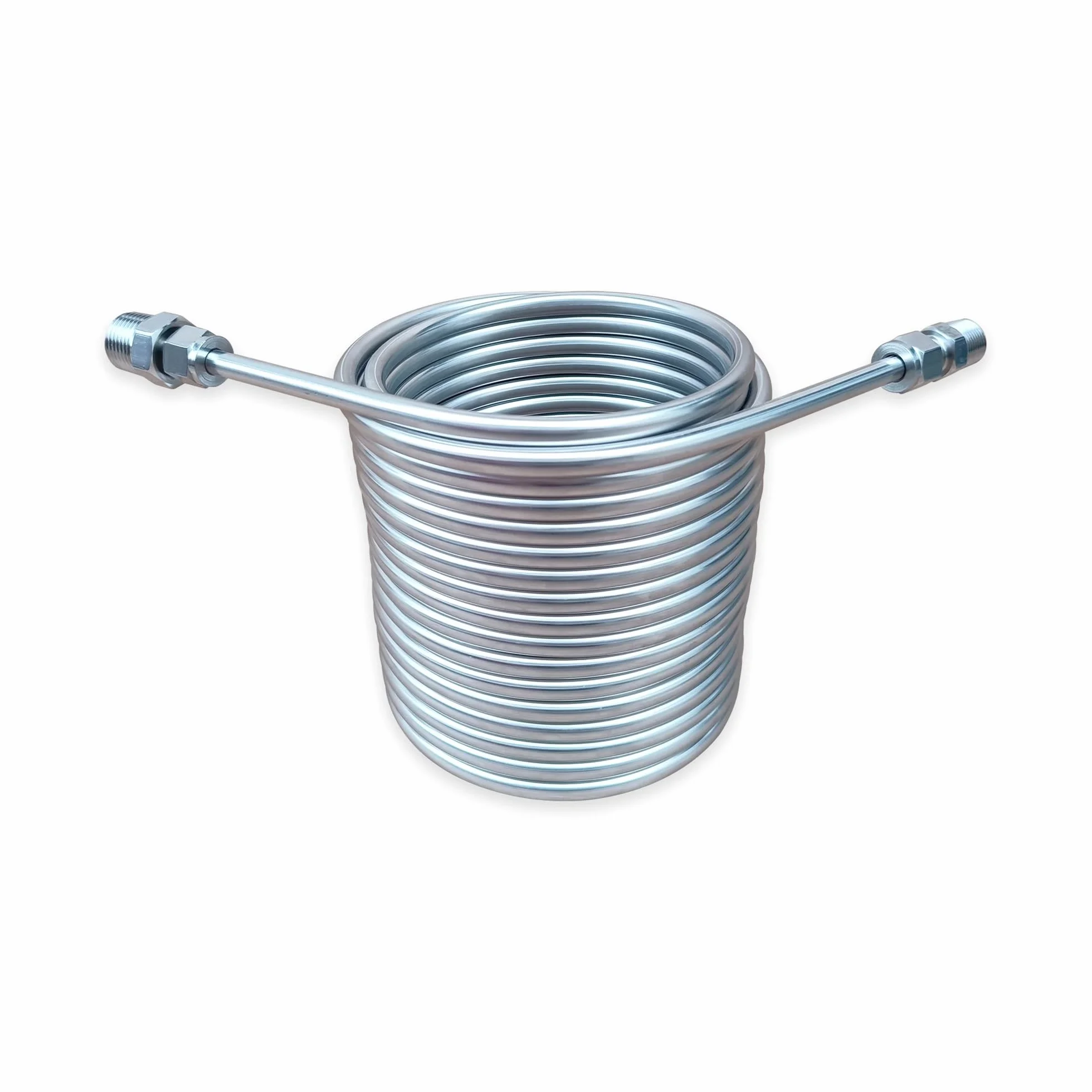 Enfriador de Mosto y Agua for Cerveza de Doble Capa, serpentín de enfriamiento de 14 m de Longitud, Acero Inoxidable 304 de Grado alimenticio, Conector de 3/8" y 1/2" Uso Multifuncional