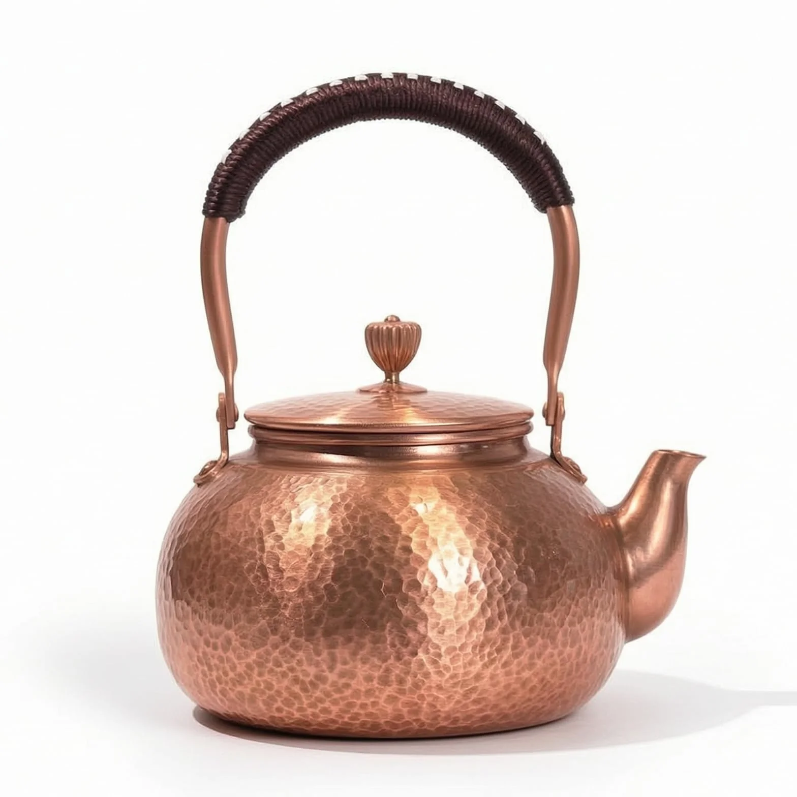 Tetera con Asa Resistente Tetera Cobre Práctico Hervidor para Aficionados l Té Té, 1200ml, Tetera De Tambor [Estilo Envejecido]