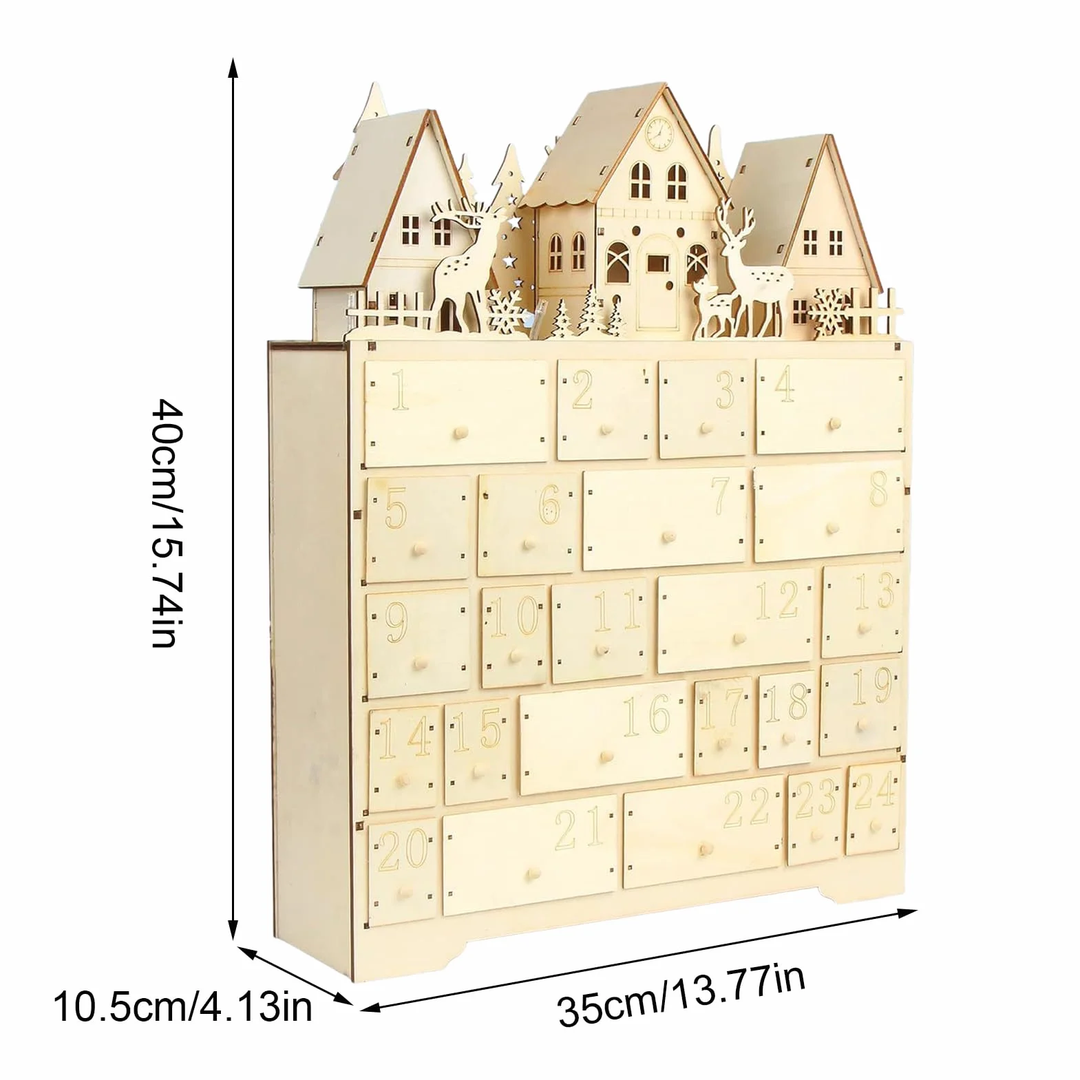 Calendario De Cuenta Atrás Para Navidad 2025 Decoración De Adviento En | Calendario De Cuenta Atrás De Madera Con 24 Cajones Para Adultos Familia Amigos Niños