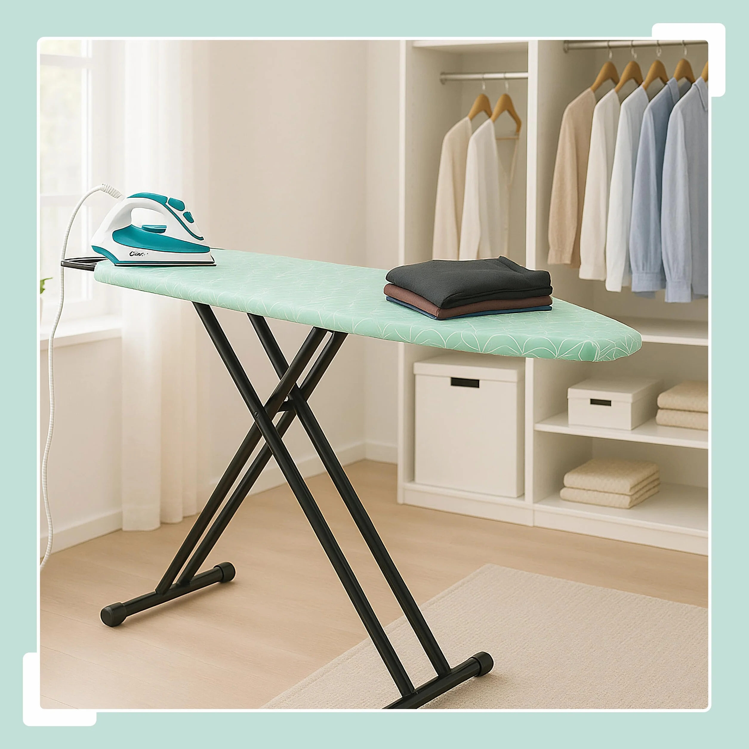 Relaxdays Tabla de Planchar para Plancha de Vapor, 123 x 39 cm, Regulable en Altura, Plegable, Estante, Verde/Negro