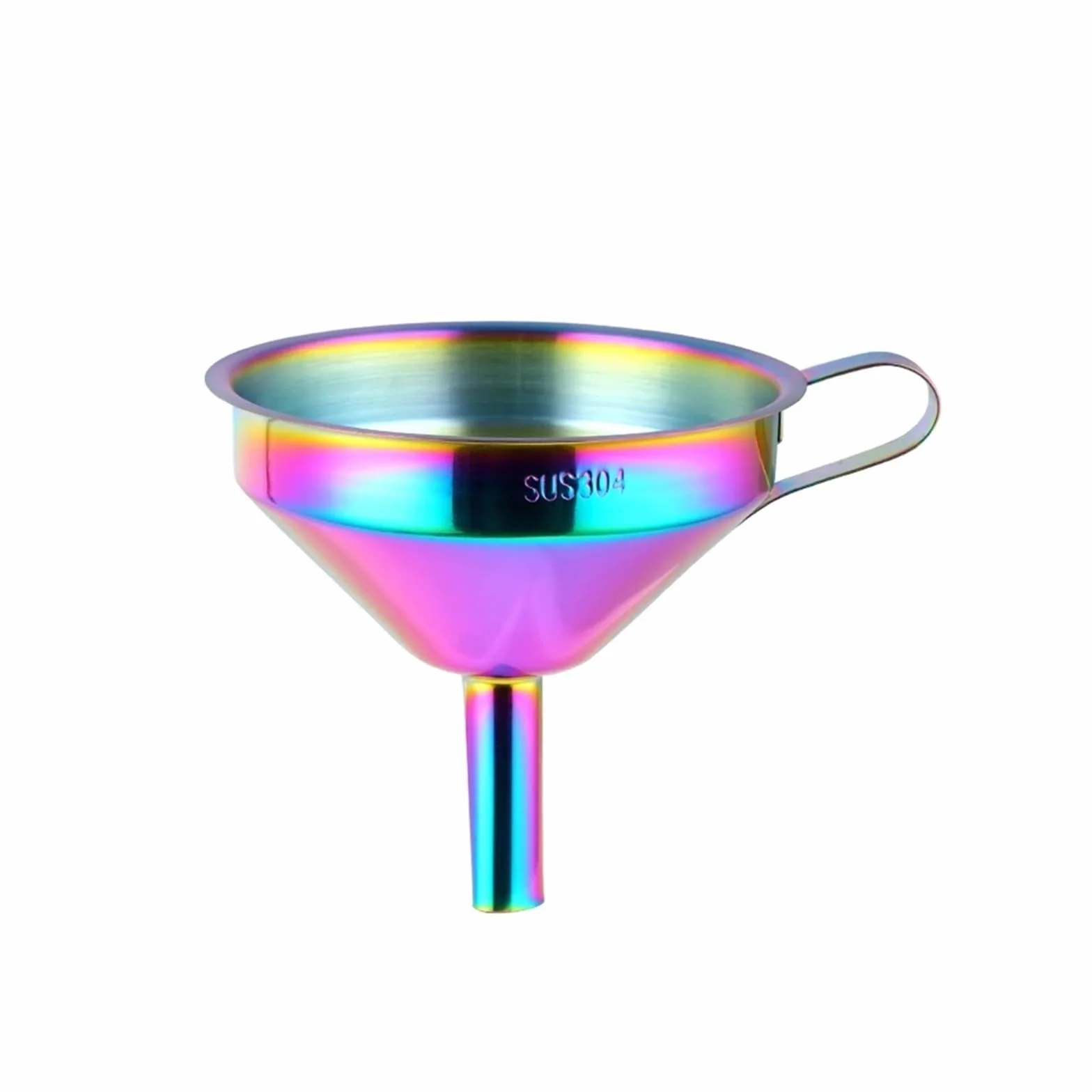 Embudos Embudo de Acero Inoxidable 304 for Aceite de Cocina con Filtro Desmontable for llenar Botellas y enlatar, Embudo de Metal Dorado.(Rainbow No.0)