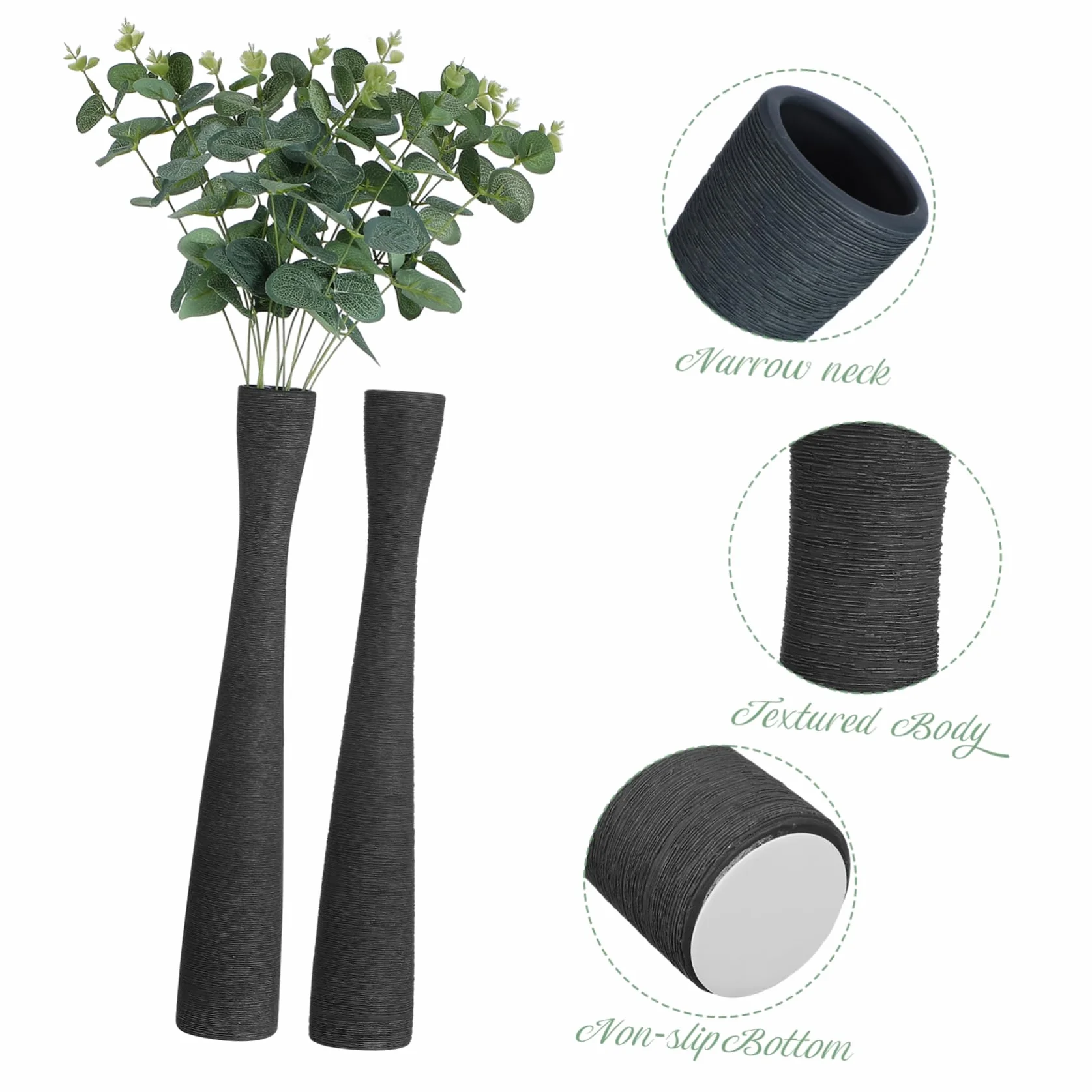 2piezas Jarrones y De Cerámica Cuello Estrecho para Decoraciones De Boda y Escritorio