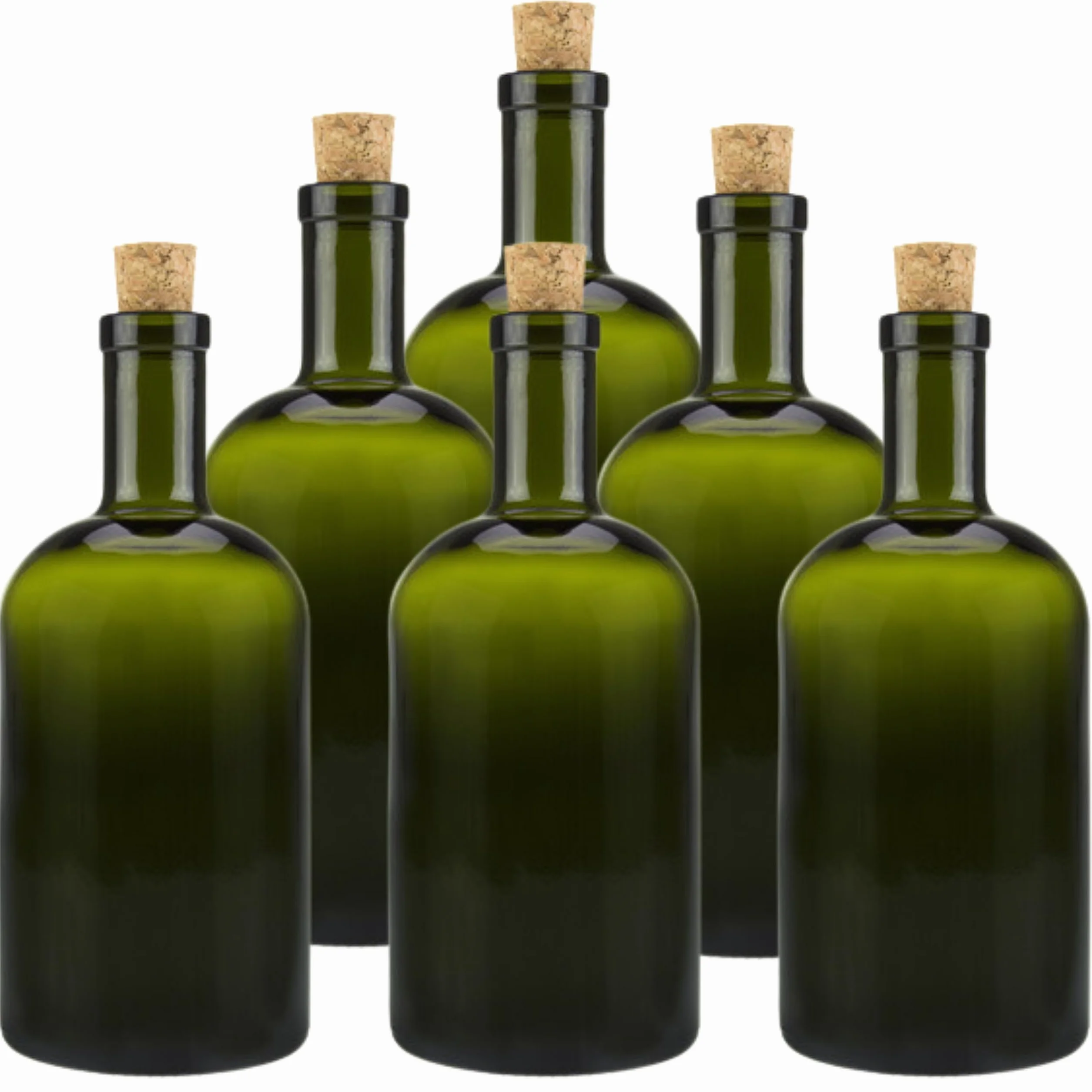 mikken 6 botellas de cristal verde y marrón de 500 ml con corcho.
