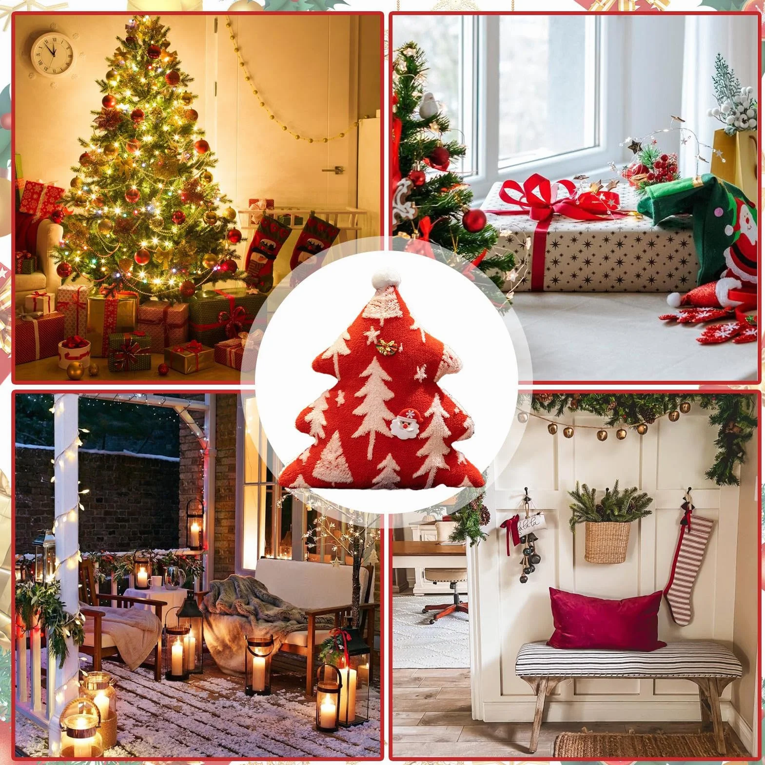 Knowlife Cojín Mullido Navidad Relleno Decoración | Almohadillas De | Peluche con Silueta De Árbol,Cojín Suave Decoración Boho para Dormitorio Sala Sofá Cama,Otoño Halloween Hogar Habitación