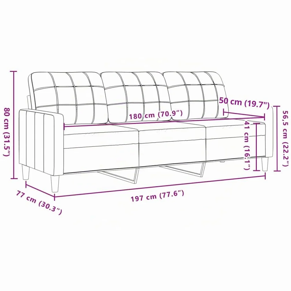 Sofá de 3 plazas Terciopelo Gris Claro 180 cm, sofá de Terciopelo,sofá para 3 Personas