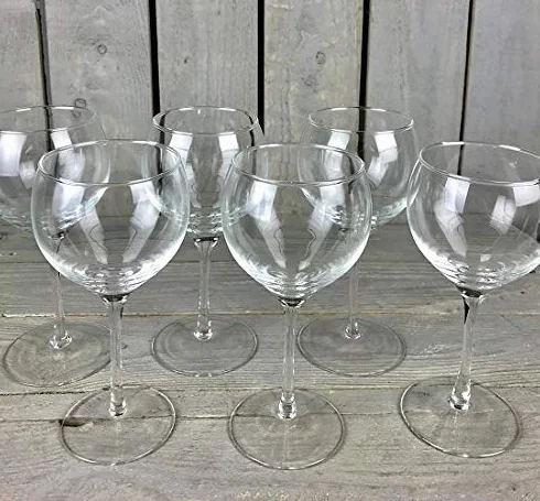 Juego de 6 vasos transparentes para vino tinto 350 ml
