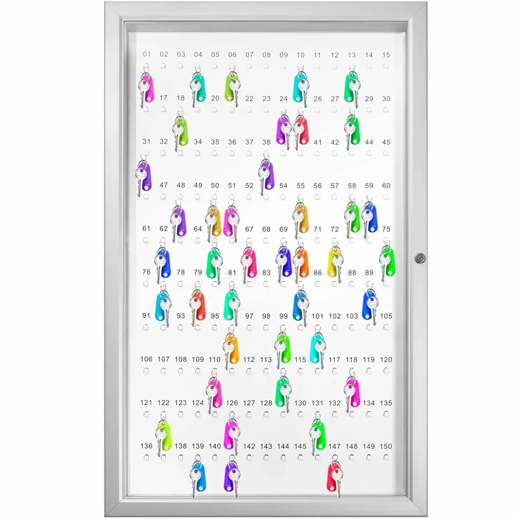 Danieli Store - Armario para Llaves con 150 Ganchos Numerados. Caja para Llaves con Puerta de Acrílico Transparente y Fondo de Acero Lacado