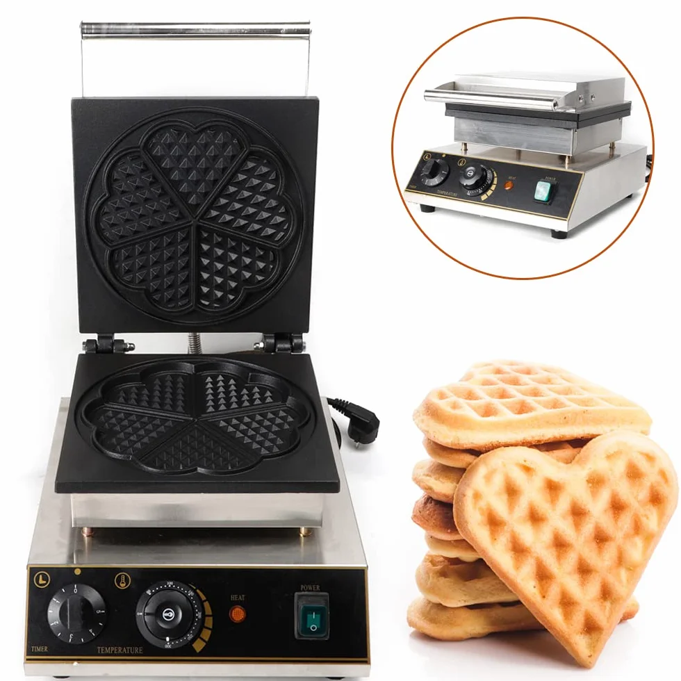 Gofrera de 220 V, doble waffle para 5 gofres, 1750 W, temperatura 50 ~ 300 °C, revestimiento antiadherente, calor rápido y estable