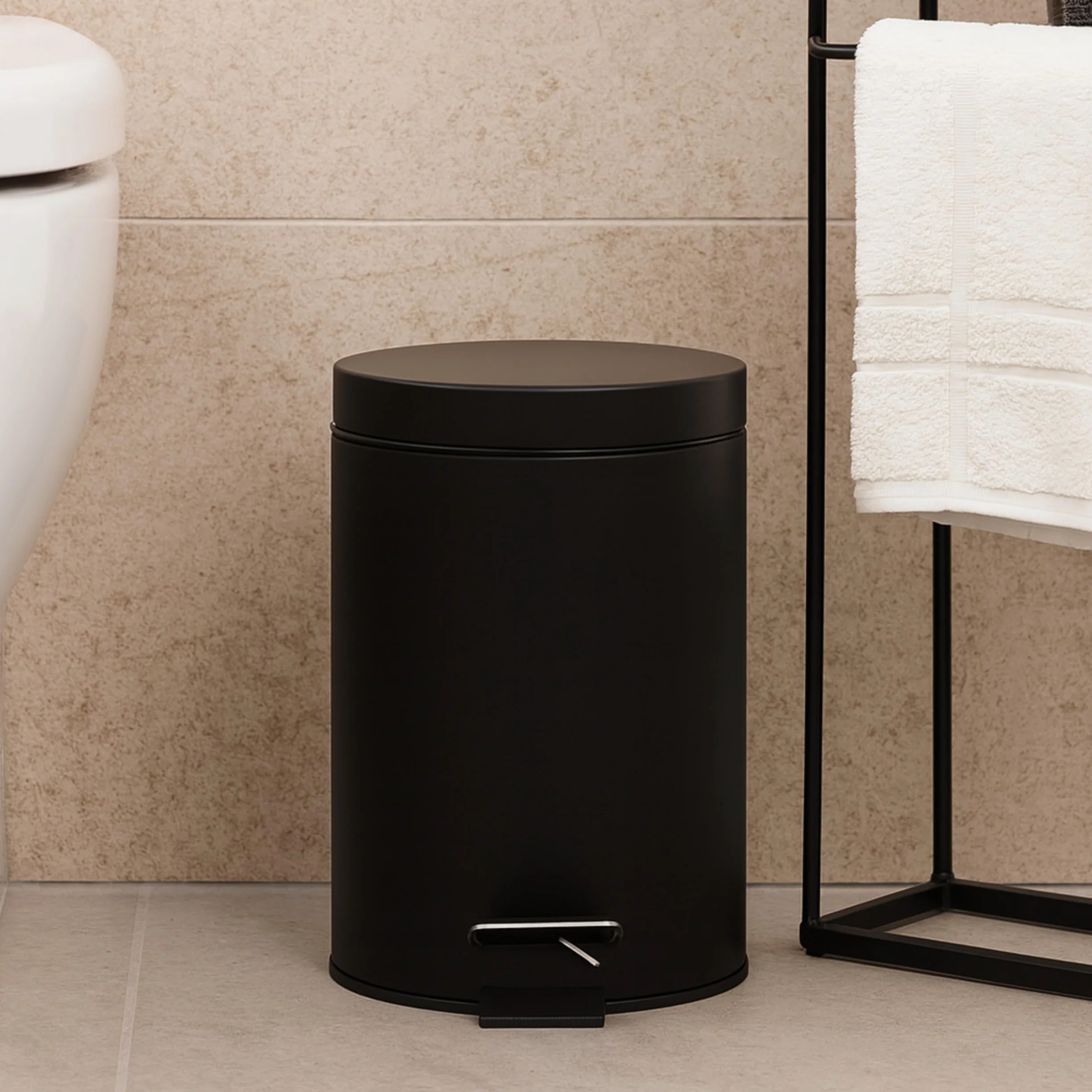 Beldray cubo de baño con pedal 3 L acero inoxidable tapa cierre suave cubo interior extraíble negro