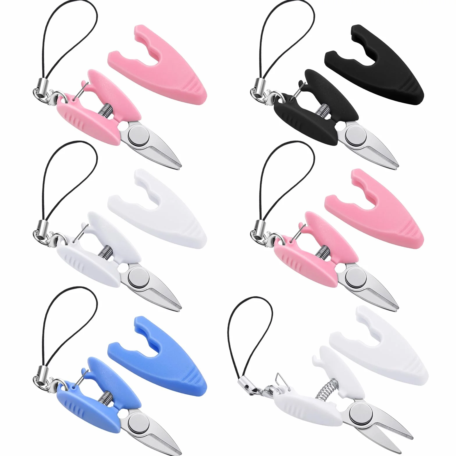Chunful Juego de 6 mini tijeras pequeñas con funda, llavero de hilo compacto con cubierta, tijeras portátiles de tamaño de viaje para viajes, costura, manualidades e hilo