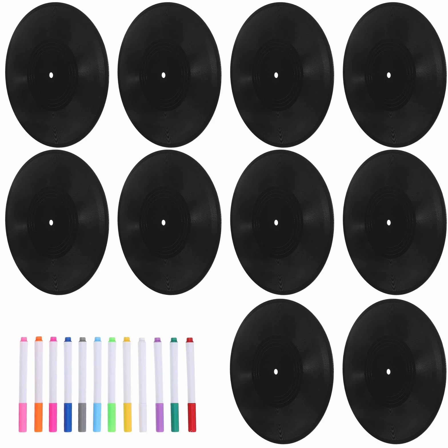 Disco de Vinilo Negro Decorativo de Plástico con Superficie para Escribir y Colgar en Pared, Estilo Vintage para Decoración de Sala de Música y Todas Las Ocasiones
