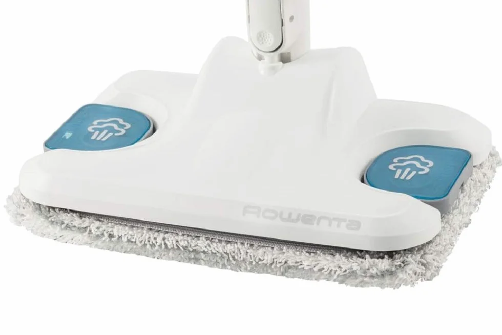 Rowenta Steam Power RY6557WH - Escoba de vapor con mopa para suelos duros, 3 ajustes y cepillo para suciedad incrustada, sistema antical y fácil de almacenar, elimina el 99 % de gérmenes, fácil uso