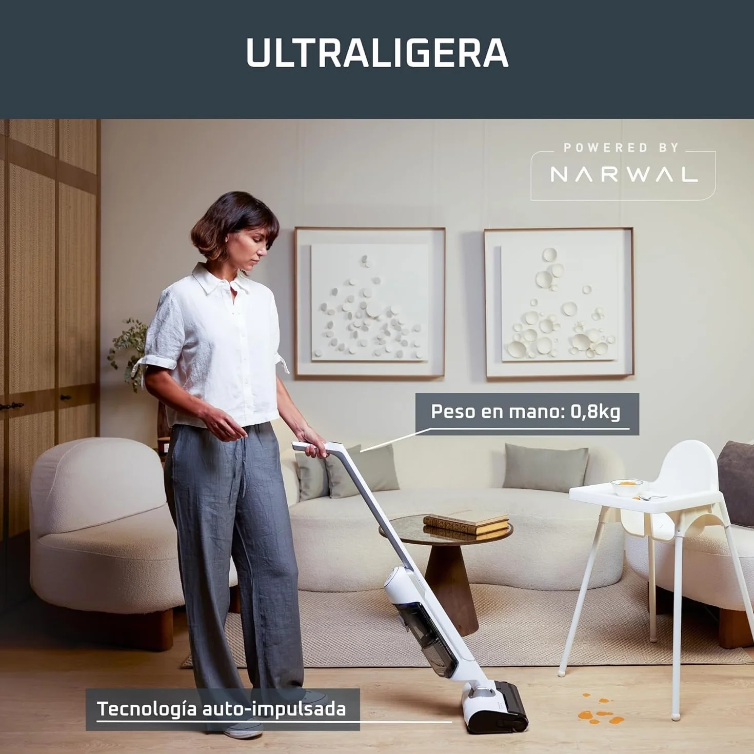 Rowenta X-Clean 10, Aspiradora Fregona Eléctrica Sin Cable, Tecnología Wet & Dry y Dual Edge, Autolimpieza y Secado Automático, Gran autonomía y pantalla LED, Ligera, Flexible, GZ7540WO