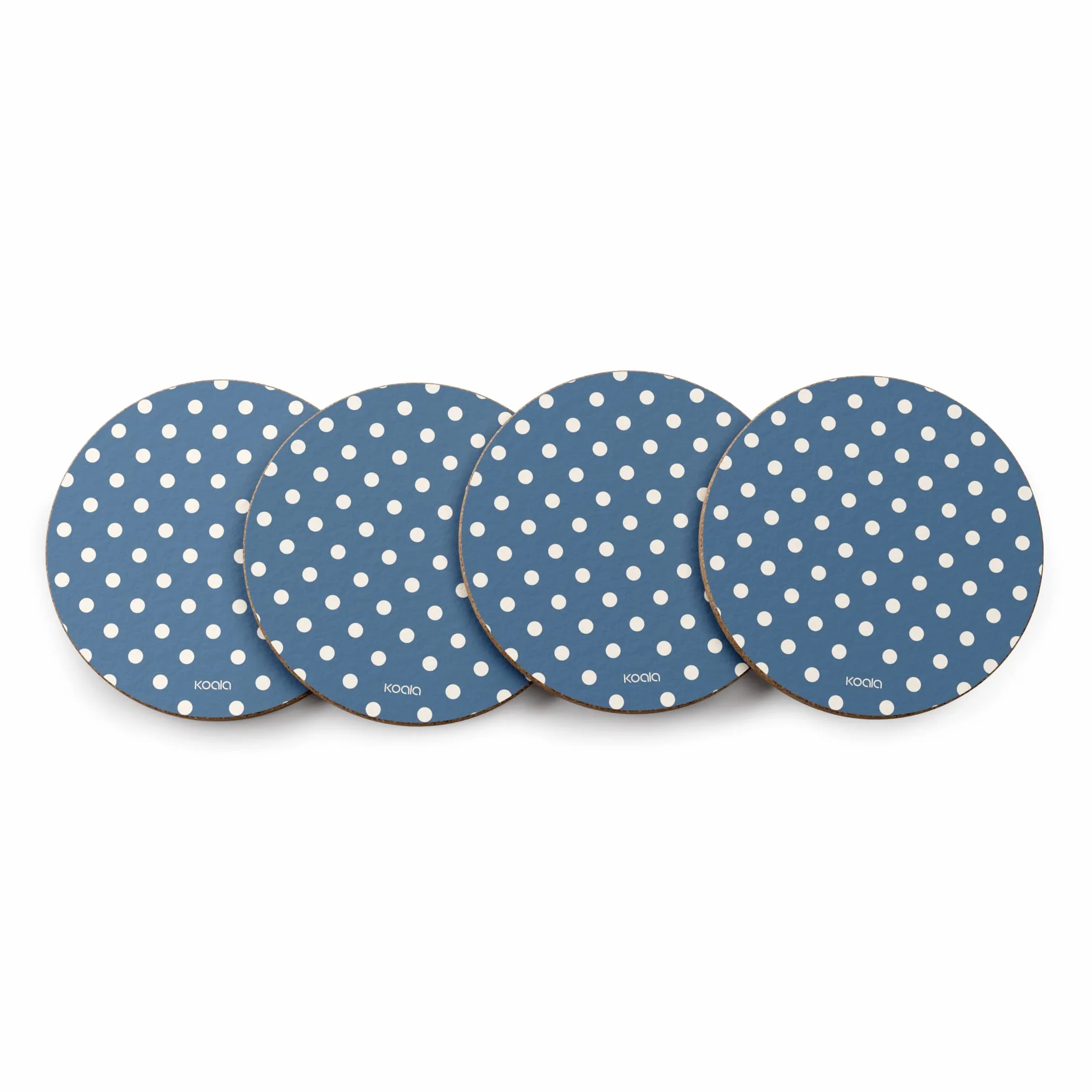Posavasos Corcho 9.5 cm Estampado Puntos Azul 4 Unidades