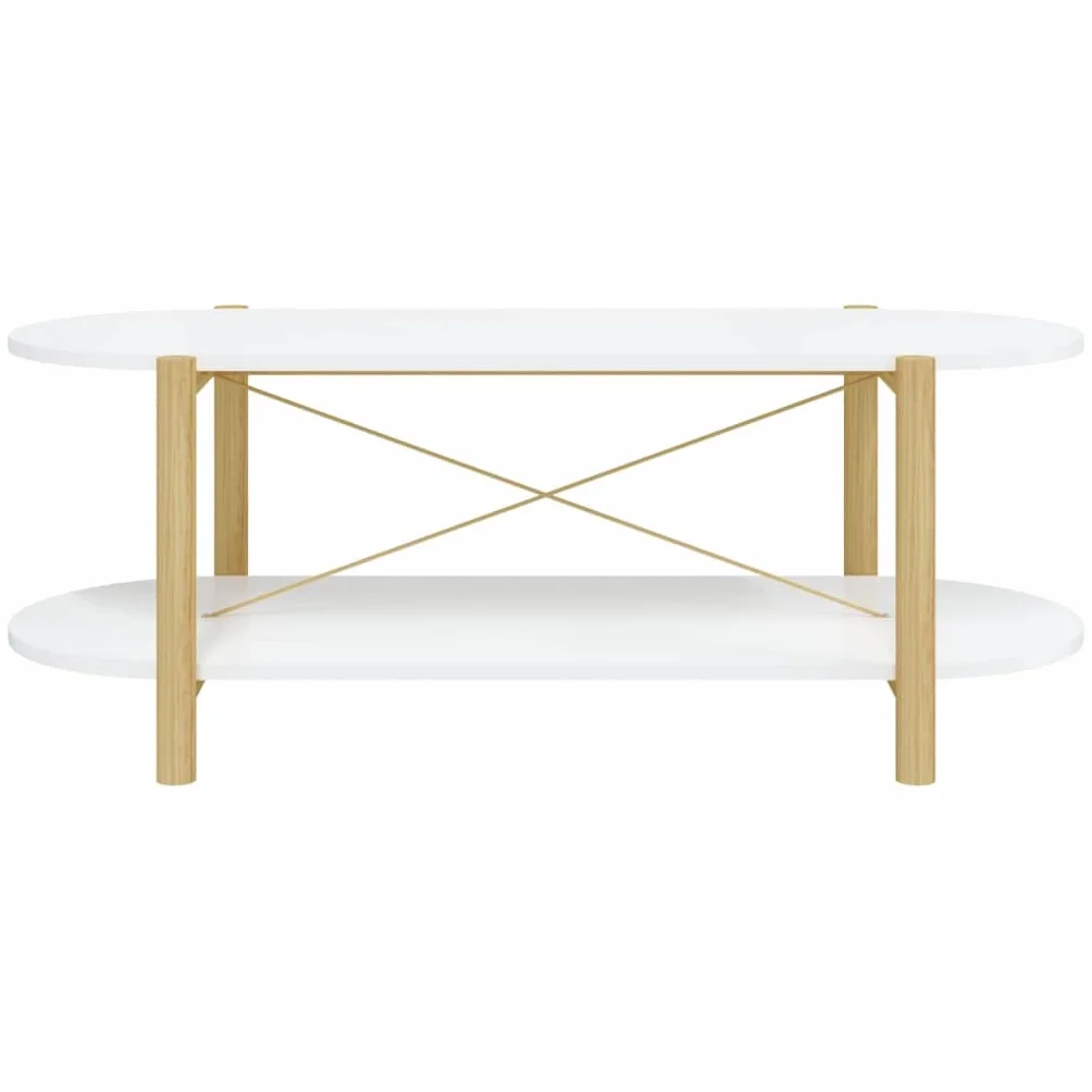 Mesa de centro clásica blanca de madera con patas de madera maciza, 110 x 48 x 40 cm, amplio espacio de almacenamiento y práctico tablero para bebidas y aperitivos, incluye