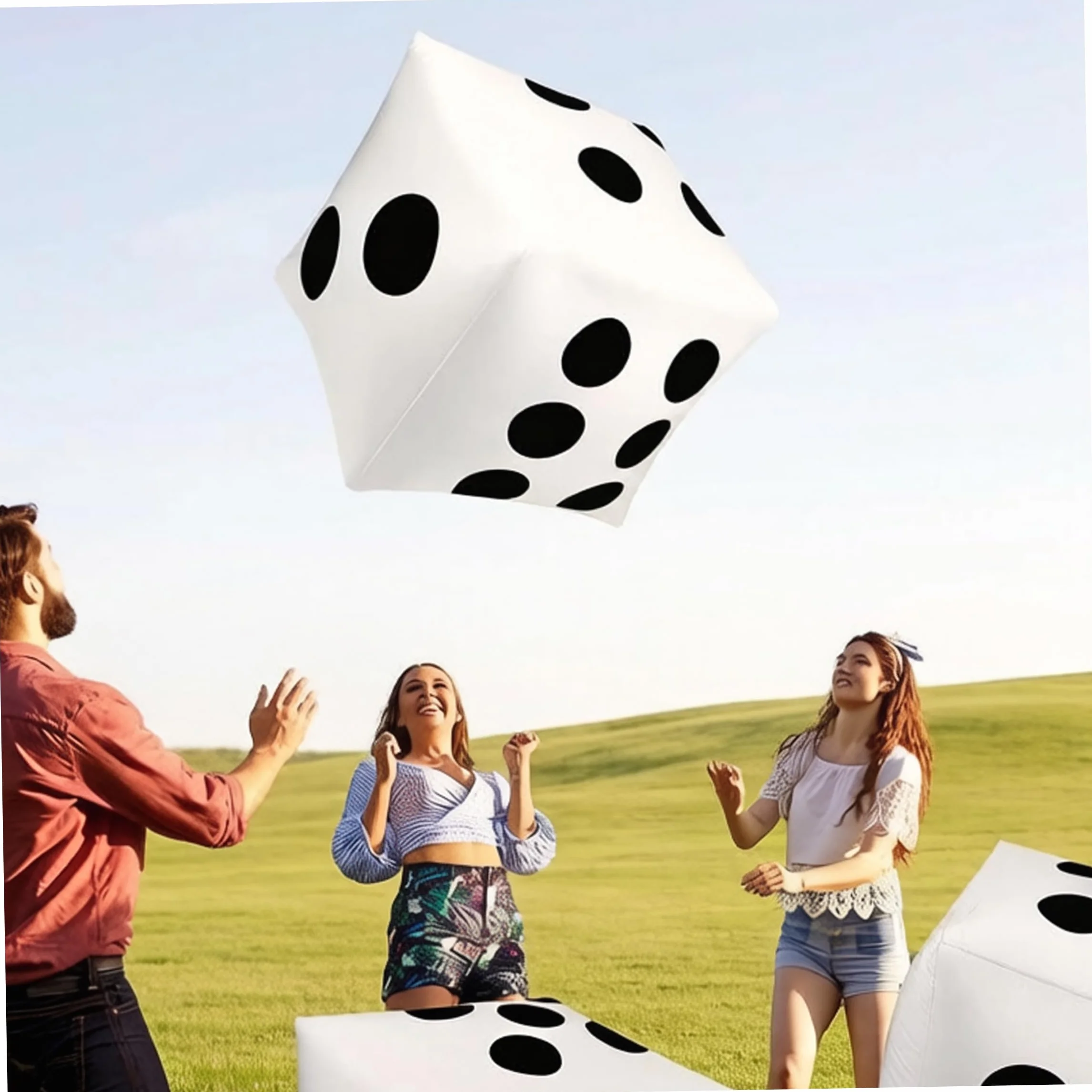 Juegos y Actividades de Fiesta, Dados inflables Gigantes, 40 Pulgadas, PVC a Prueba de Fugas, Blanco, Diversión en el césped