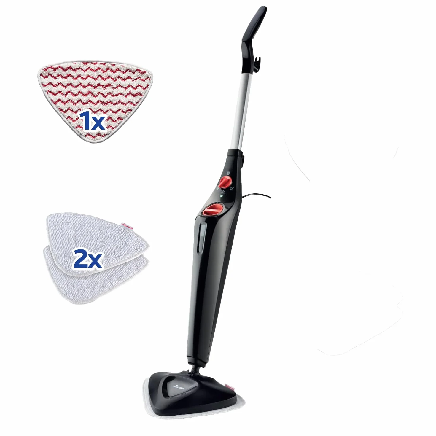 Vileda Steam PLUS, Mopa a Vapor, Limpiador a Vapor para Limpieza Higiénica, Elimina hasta 99,9% de Bacterias, Ideal para Alfombras y Moquetas, Todo Tipo de Suelos, sin Utilizar Productos Químicos