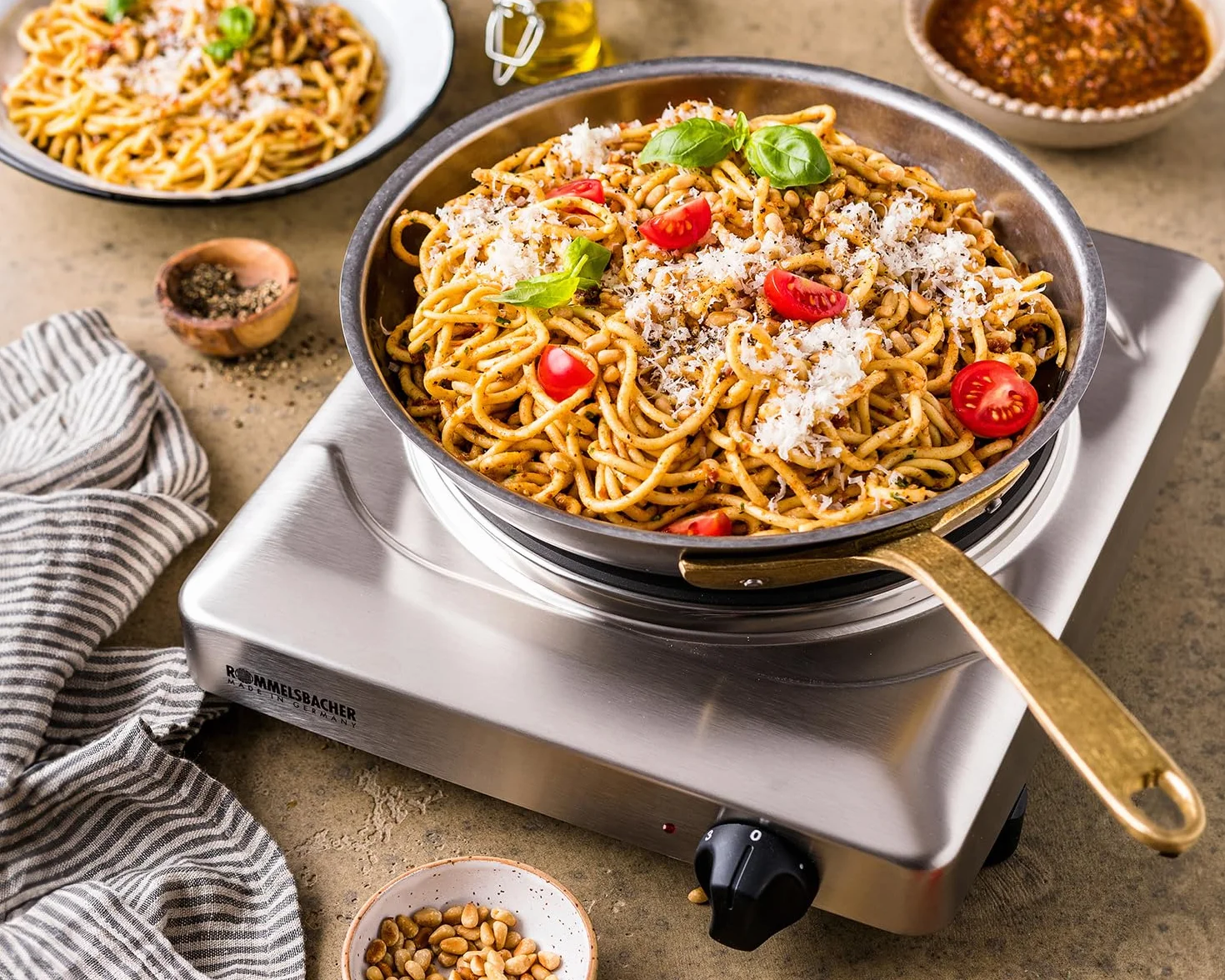 Rommelsbacher THS 2022/E Gastro - Cocina eléctrica portátil con un fuego (22 cm), acero