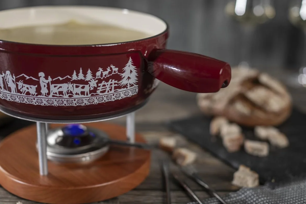 KUHN RIKON 32276 D&S Vertriebs-Fondue de Queso (Hierro Fundido, 24 cm), Color Rojo