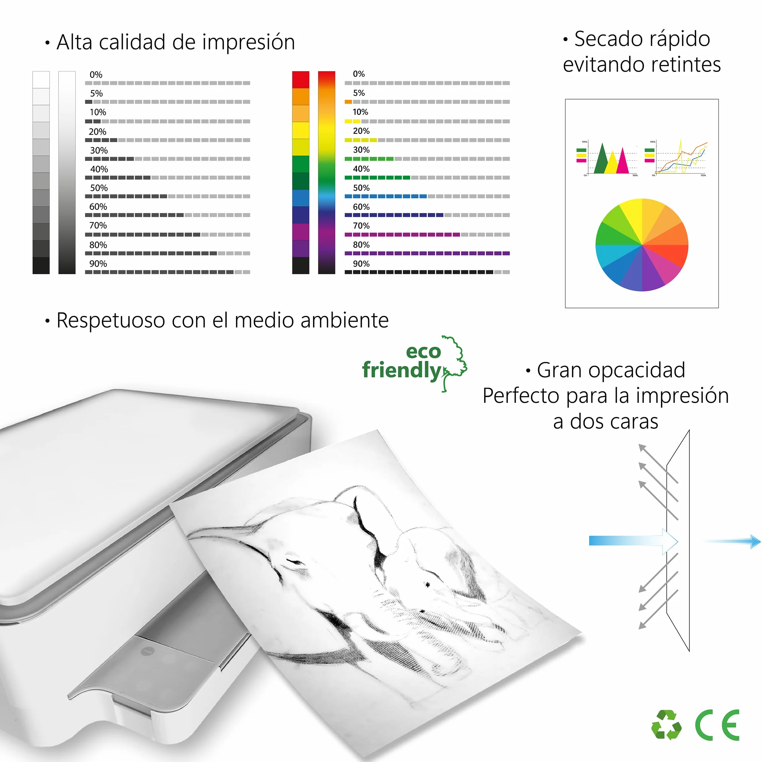 Folios Colores Pastel + Intensos A4 80 g 200 hojas Papel multifunción para Impresoras Inkjet y Láser 210 x 297 mm