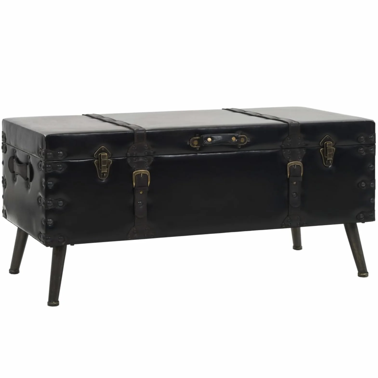 Gecheer Mesa de Centro Vintage con Almacenamiento, MDF y Cuero Artificial, 102x51x48 cm Modelo LYKLRZJ-245760ES