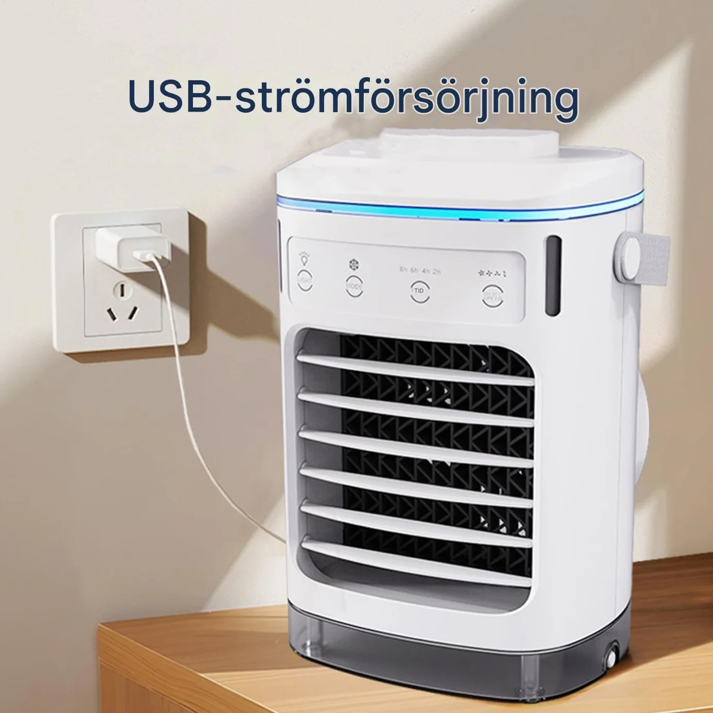 Ventilador de aire acondicionado, ventilador de refrigeración para refrigeración personal y clima de habitación, enfriador evaporativo portátil silencioso con temporizador y velocidades de
